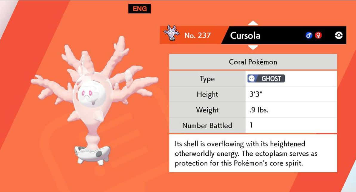 Eläväinen kuvituskuva aave-tyypin Pokémonista, Cursolasta Taustakuvat