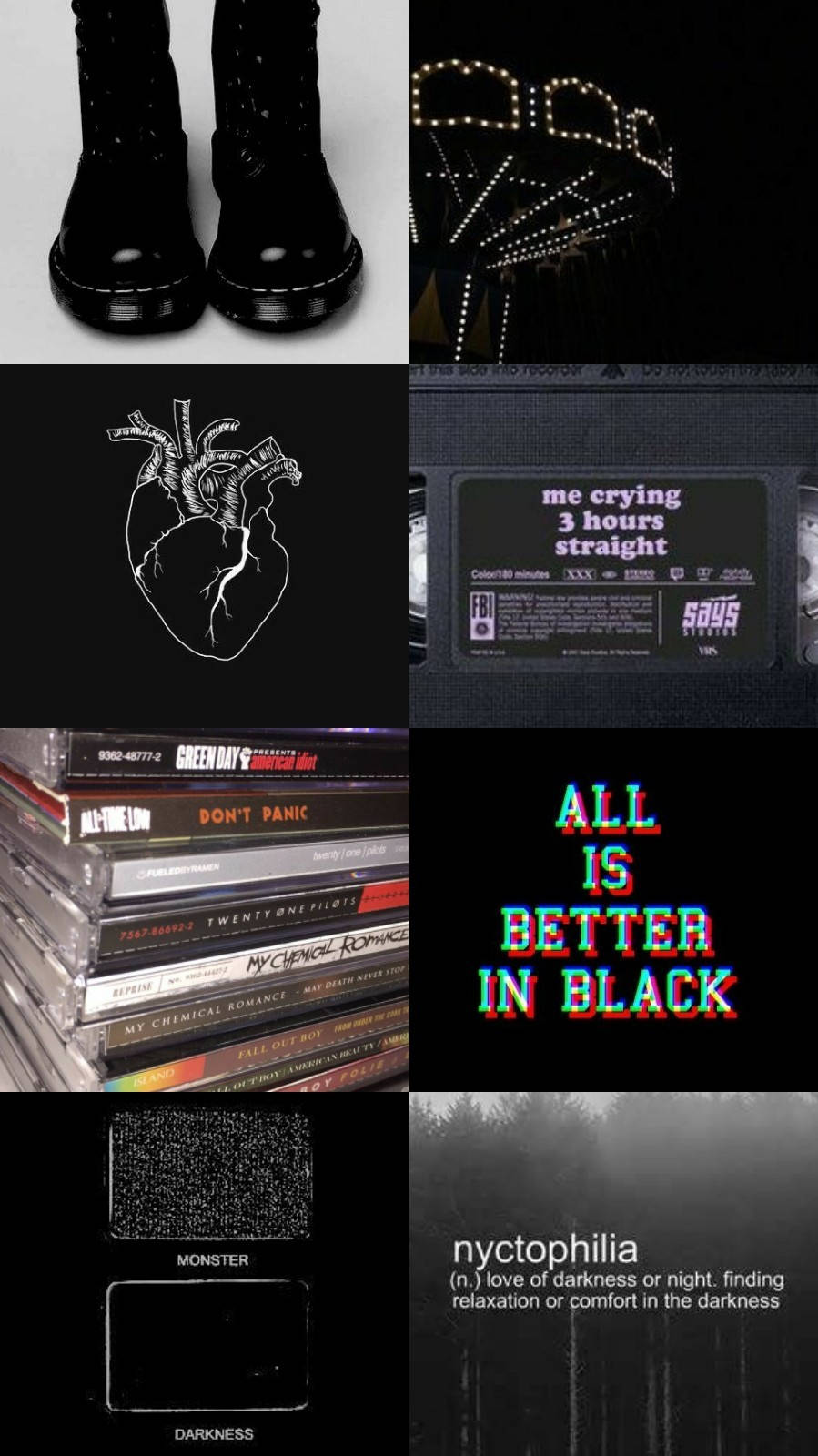 Emo-estetiikkakollaasi Taustakuvat