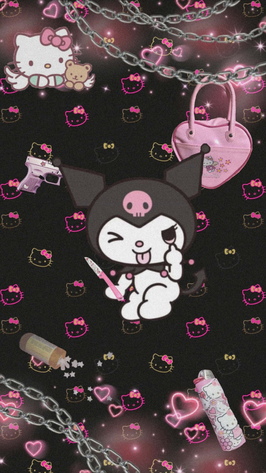 Emo Hello Kitty Kuromin kanssa Taustakuvat