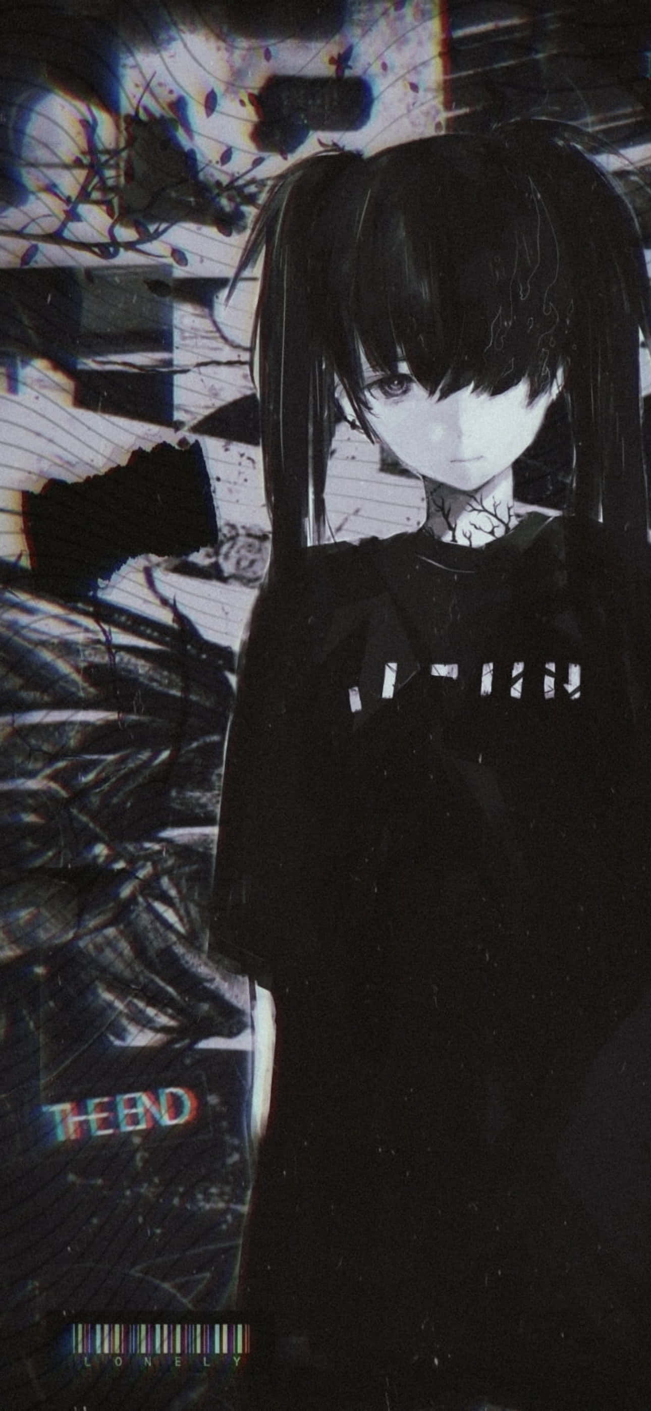 Emo iPhone Anime-tyttö mustassa Taustakuvat