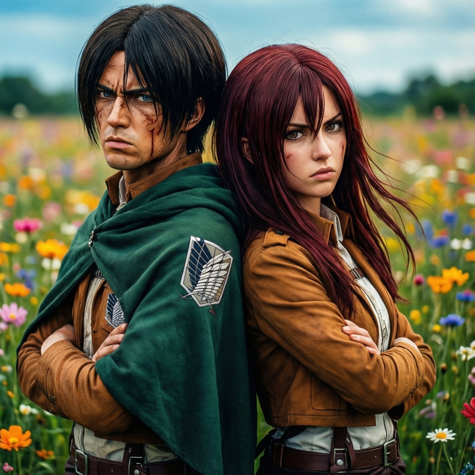 Eren ja Historia selät vastakkain Taustakuvat
