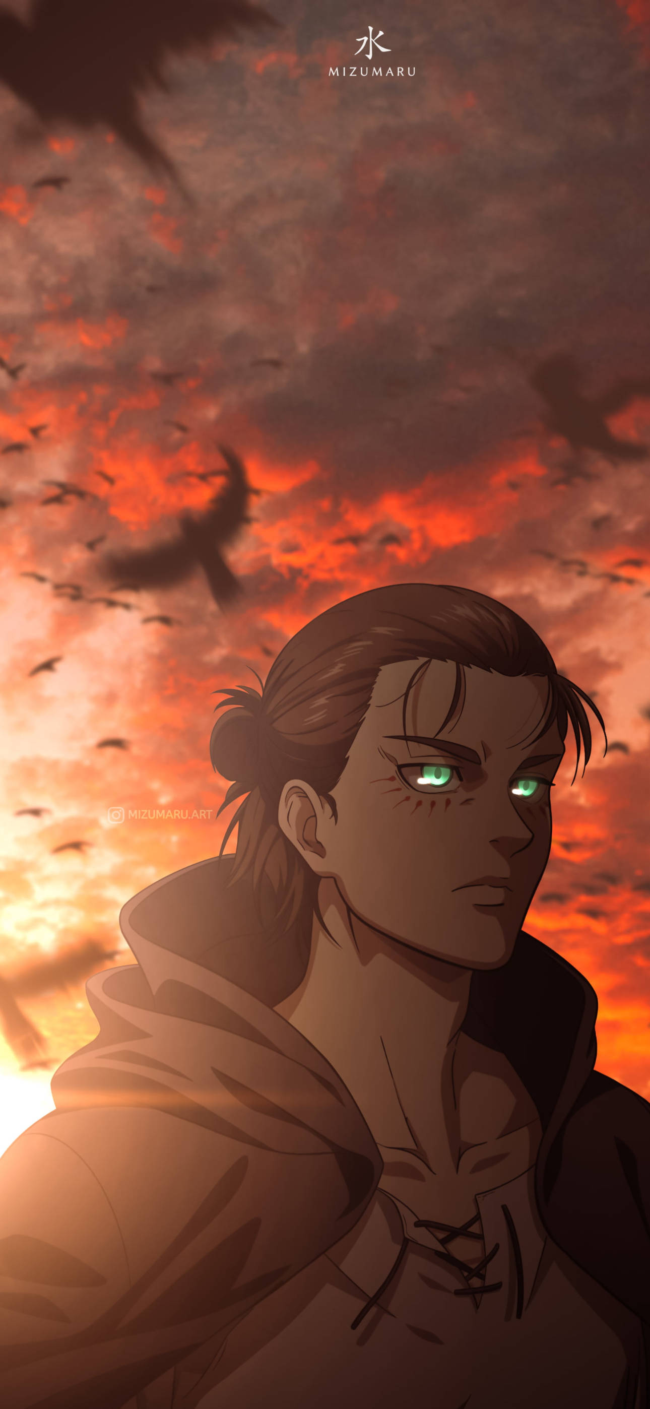 Eren Yeager esteettinen anime iPhone Taustakuvat