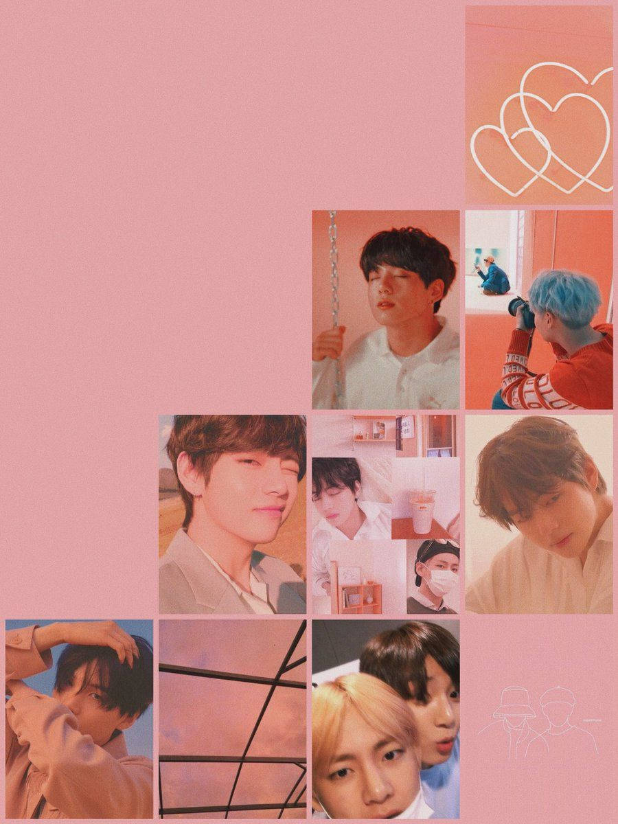 Esteettinen BTS Taekook Pinkki Taustakuvat
