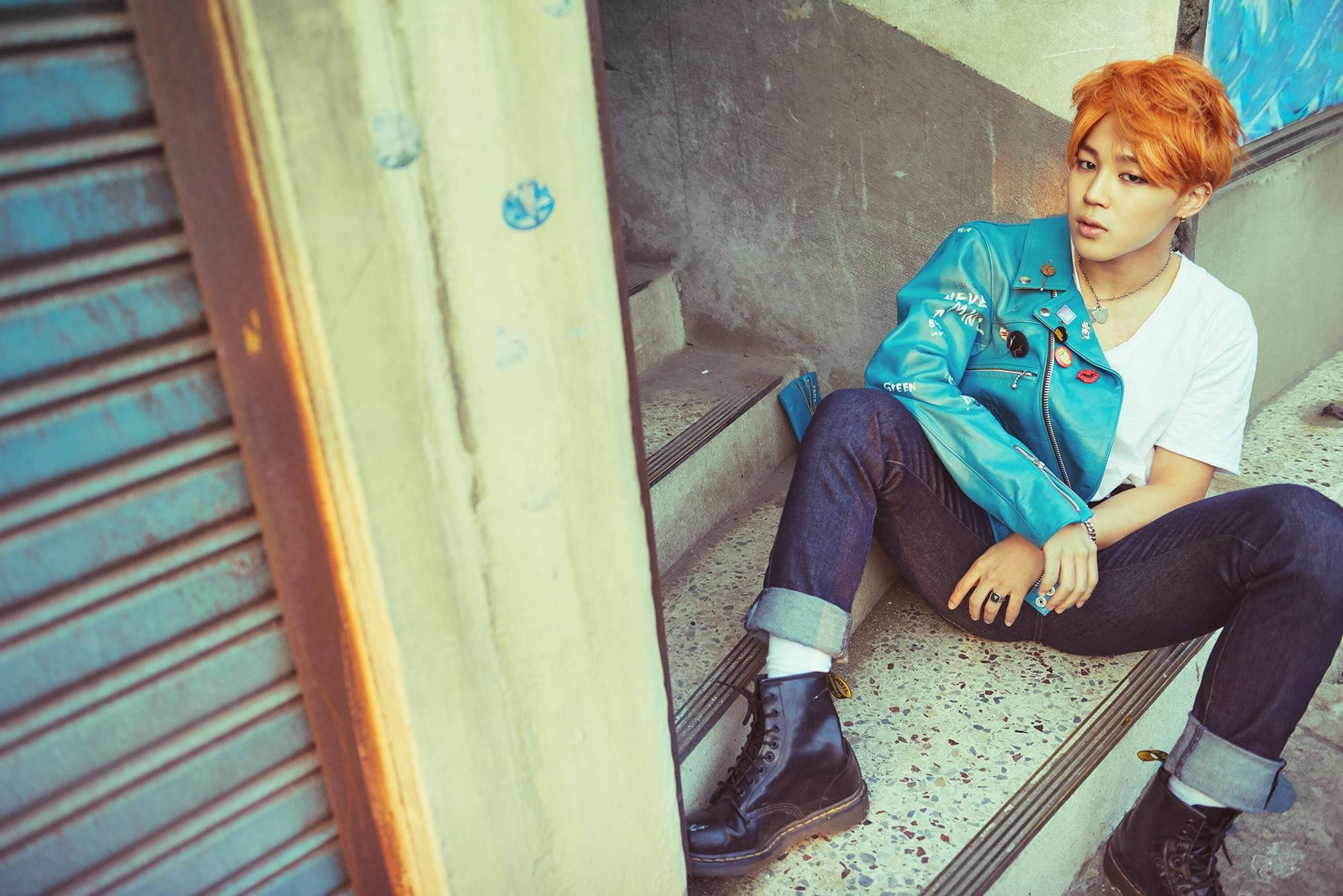 Esteettinen BTS Jimin oranssit hiukset Taustakuvat