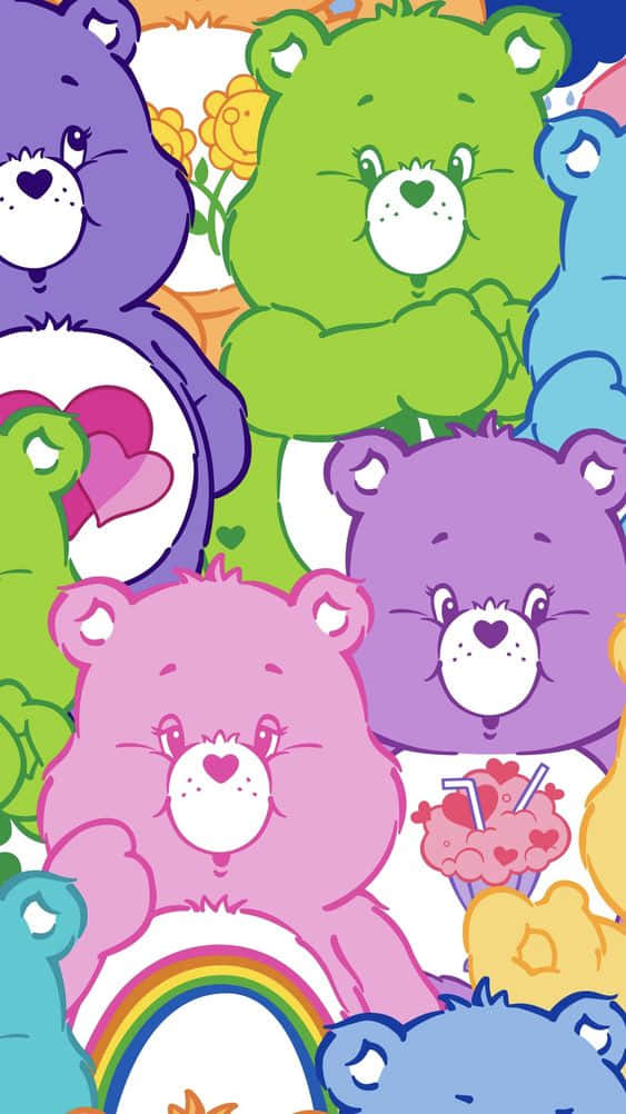 Esteettinen Care Bear -värikkäät karhut Taustakuvat