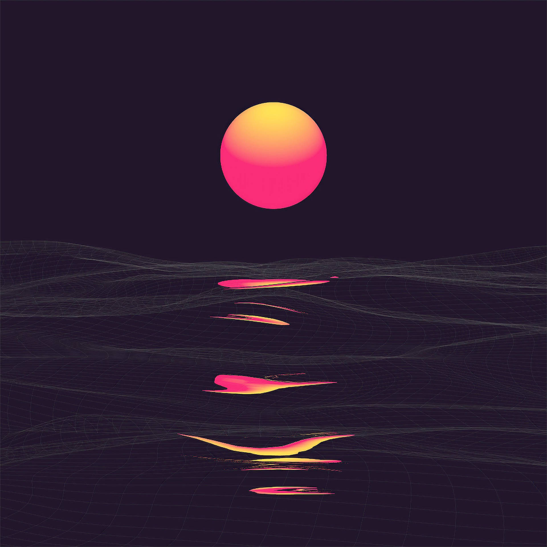 Esteettinen iPad vaporwave auringonlasku taustakuva — Esteettinen iPad-taustakuva Taustakuvat