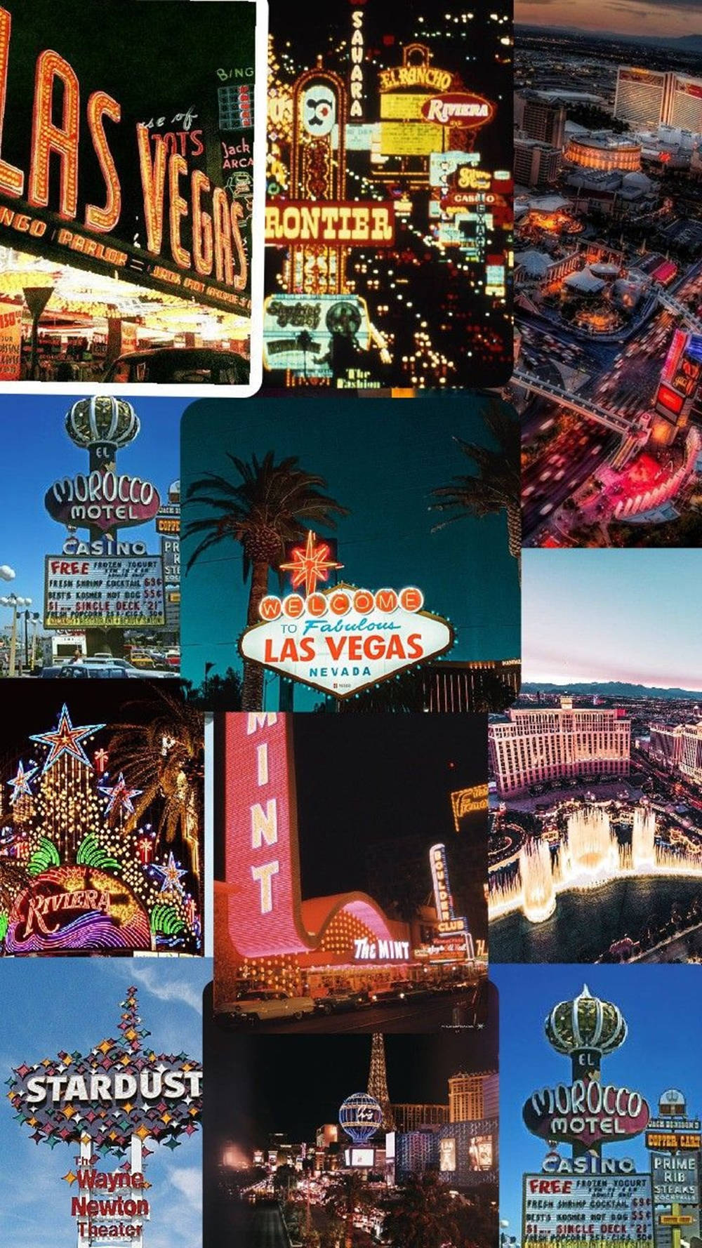 Esteettinen Las Vegas -kollaasi iPhone Taustakuvat