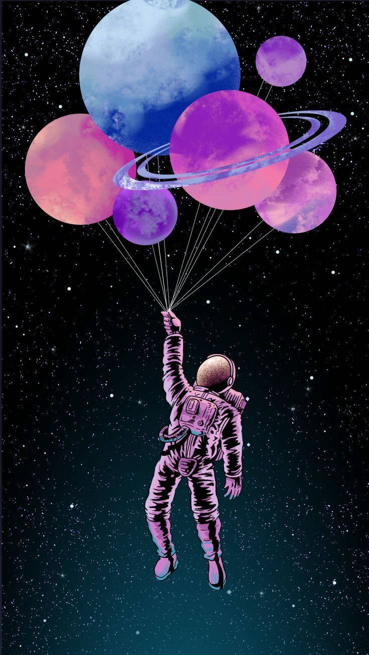 Esteettinen lentävä astronautti iPhonen taustakuvaksi — Esteettinen iPhone taustakuva Taustakuvat