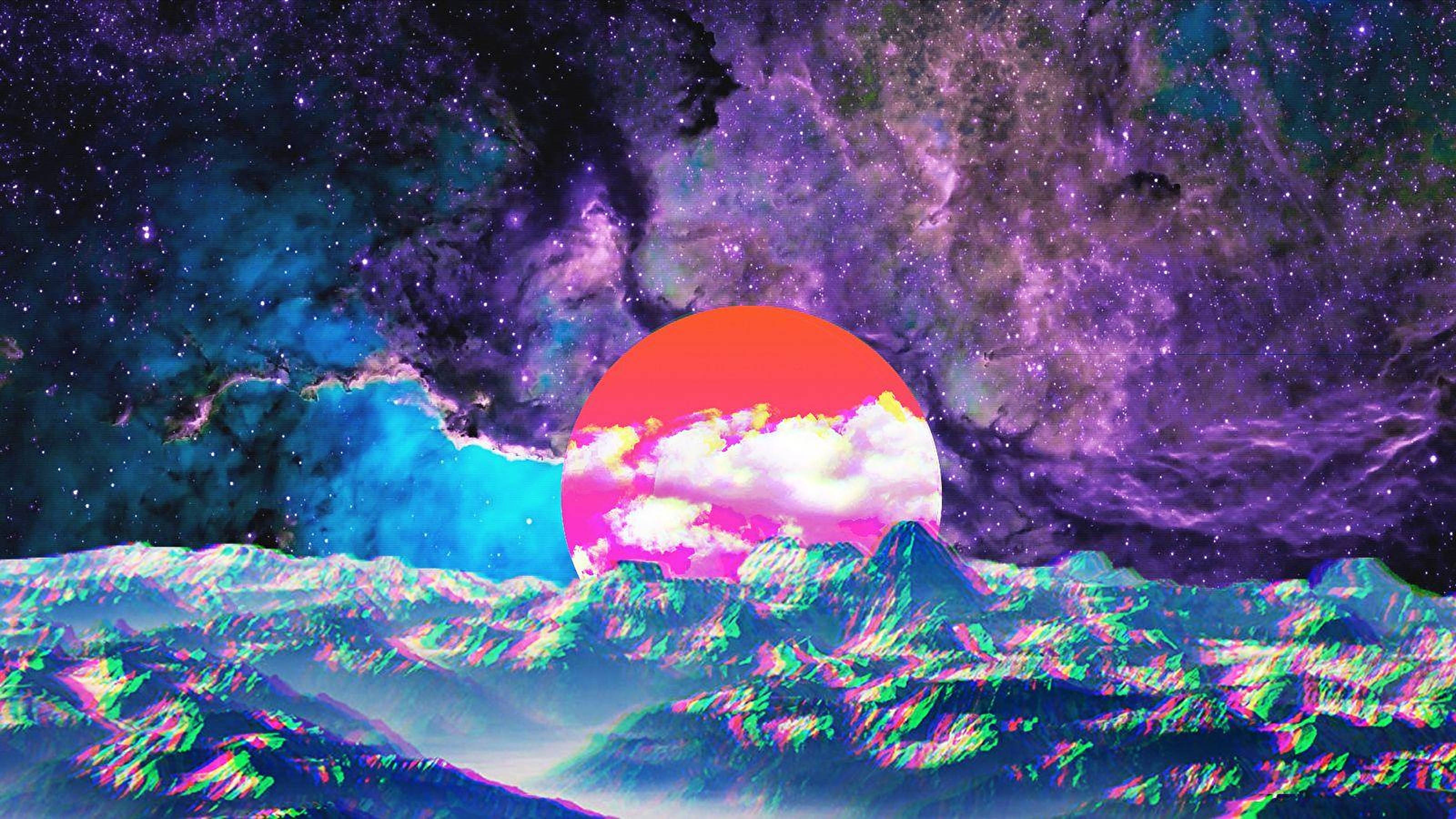 Esteettinen retrowave-aurinko kannettavassa Taustakuvat