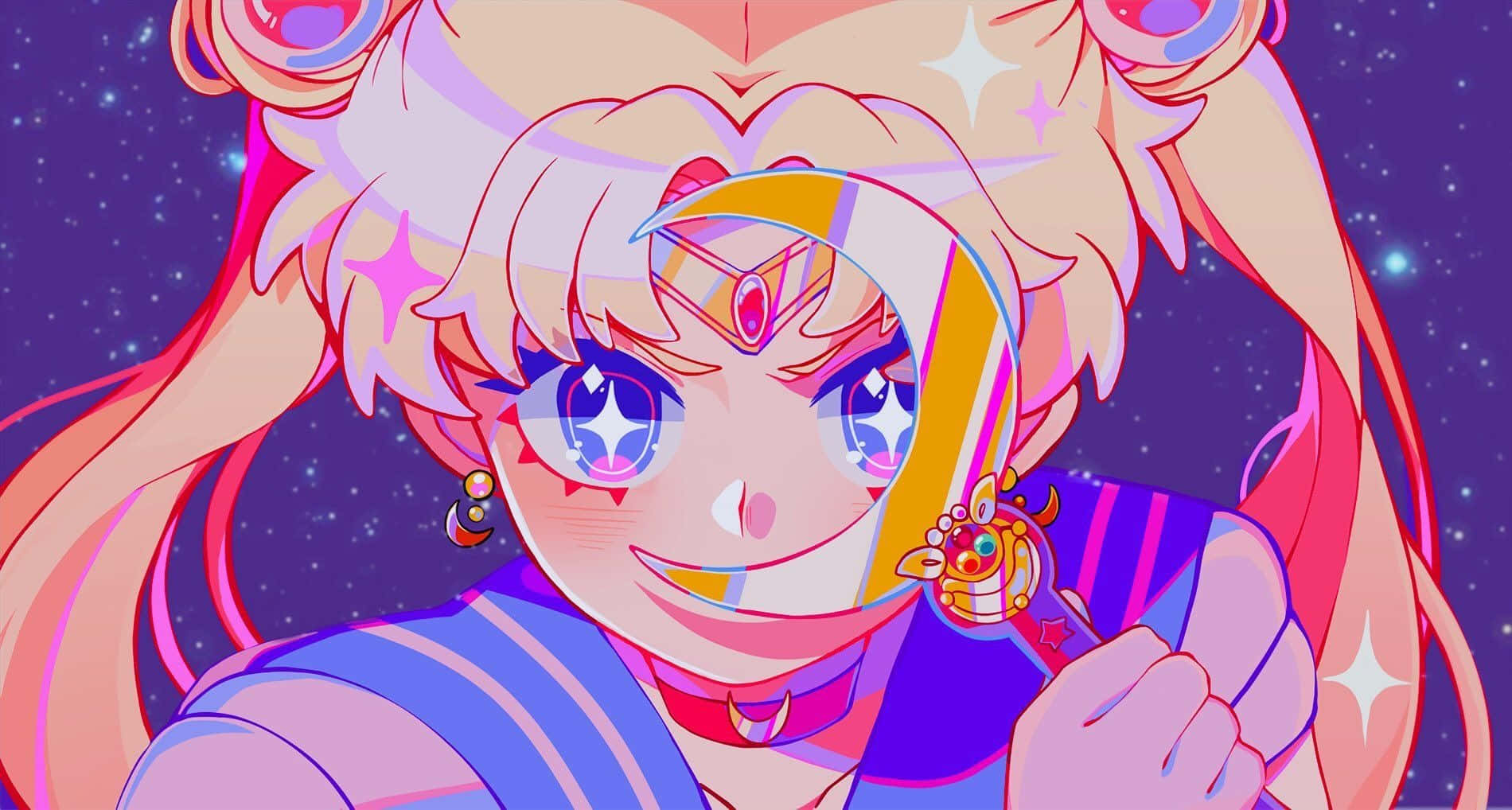Esteettinen Sailor Moon violetti glitteri Taustakuvat