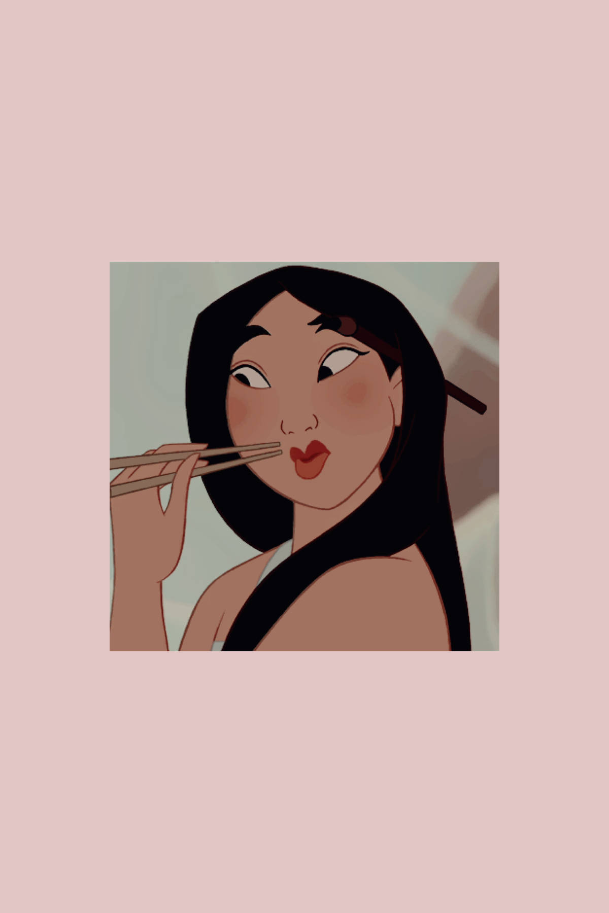 Esteettinen sarjakuva Mulan syömässä syömäpuikoilla Taustakuvat