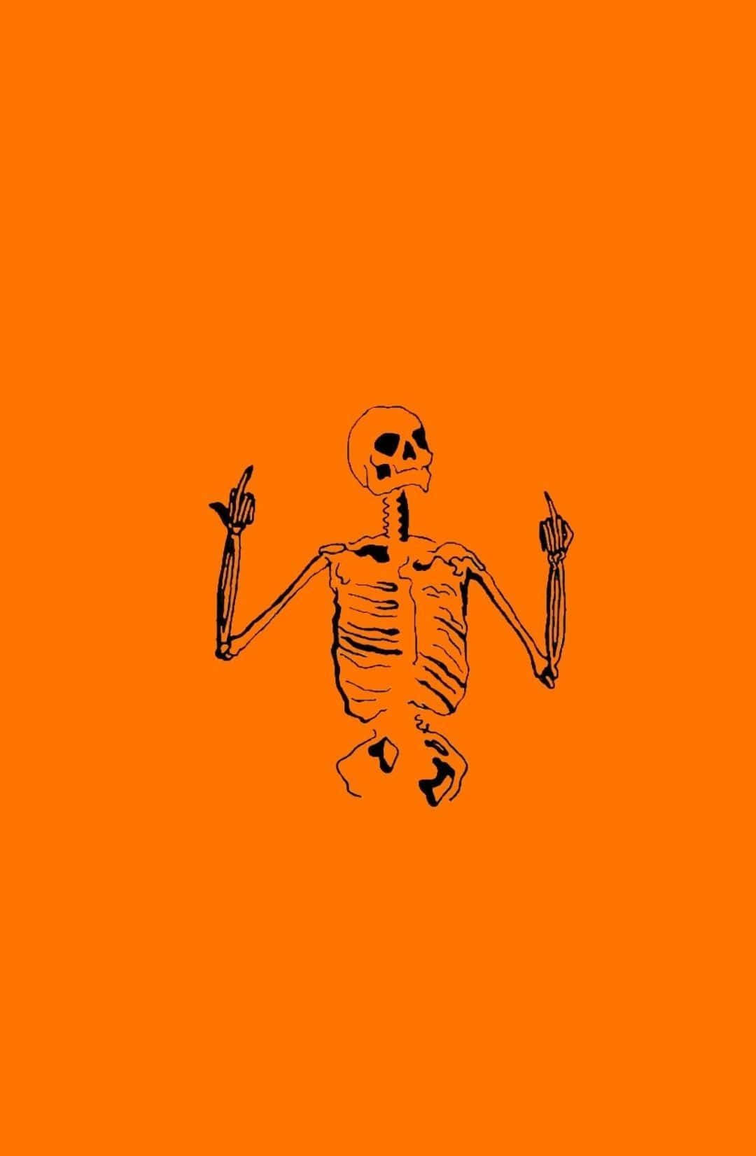 Esteettinen söpö Halloween-luuranko oranssi taide Taustakuvat