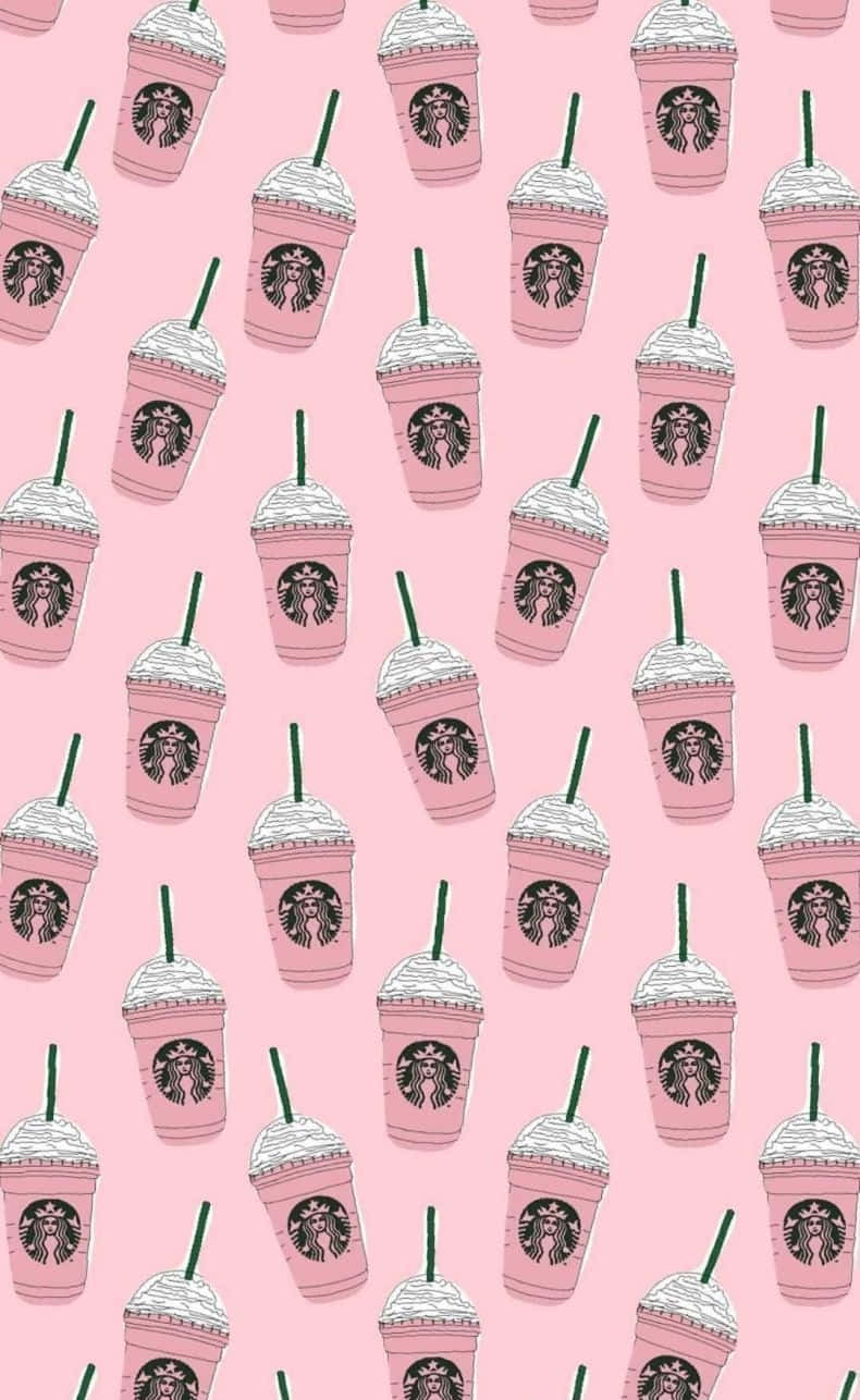 Esteettinen Starbucks jääkahvi Pink Drink pastellinpunaisella taustalla Taustakuvat