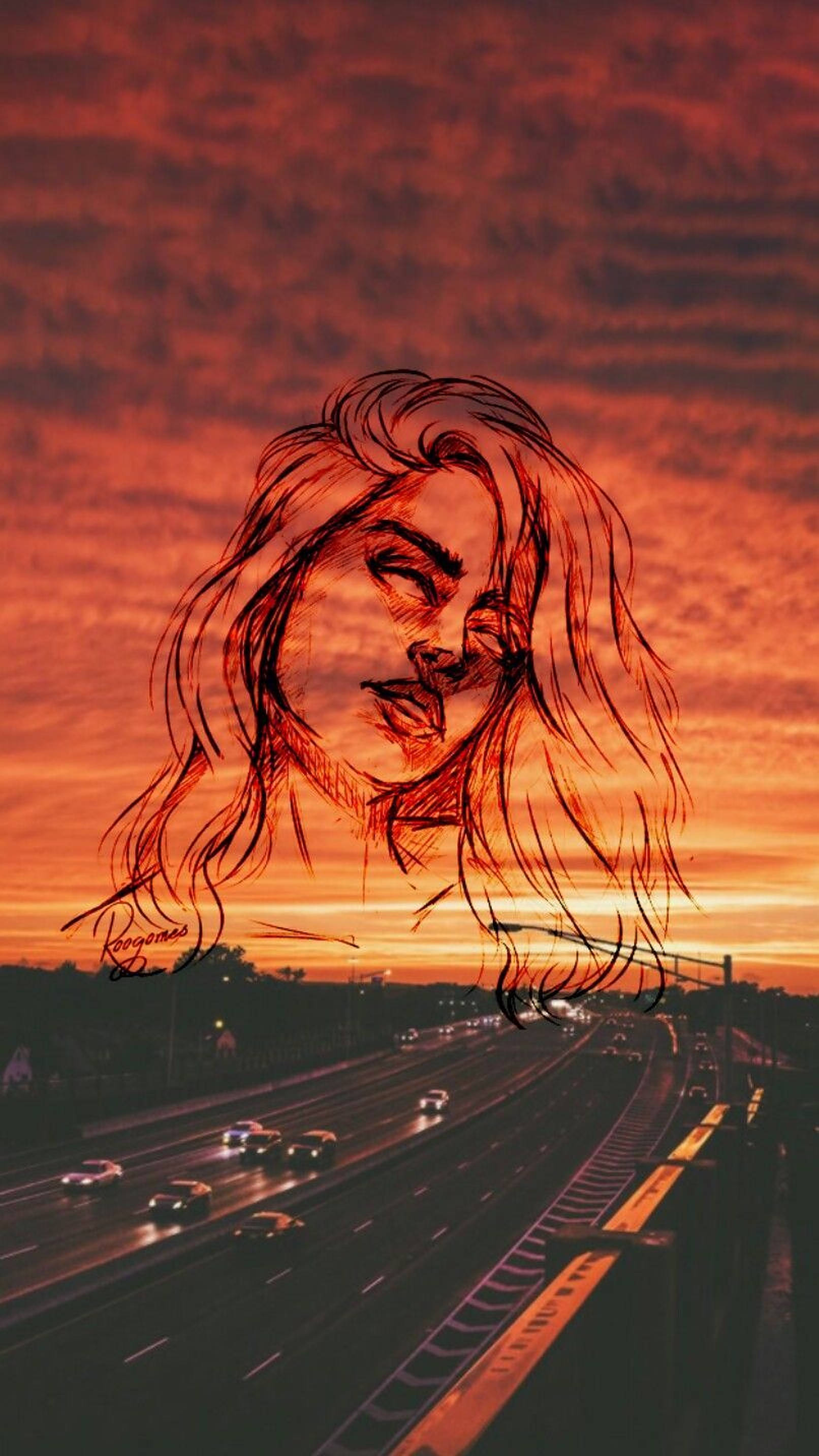 Esteettinen tyttö oranssi auringonlasku Taustakuvat