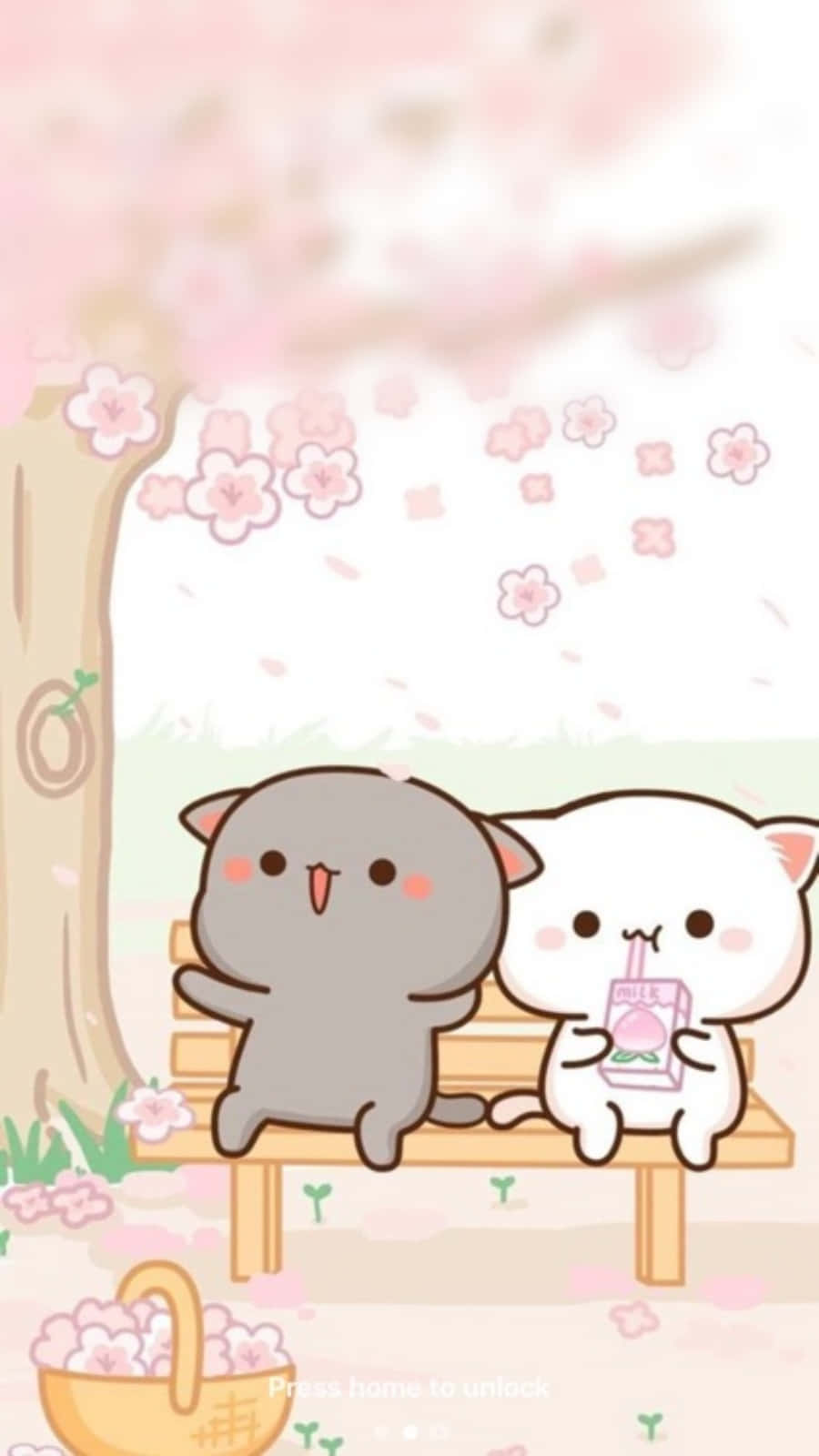 Esteettinen vaaleanpunainen kawaii-kissanpentu puistossa Taustakuvat