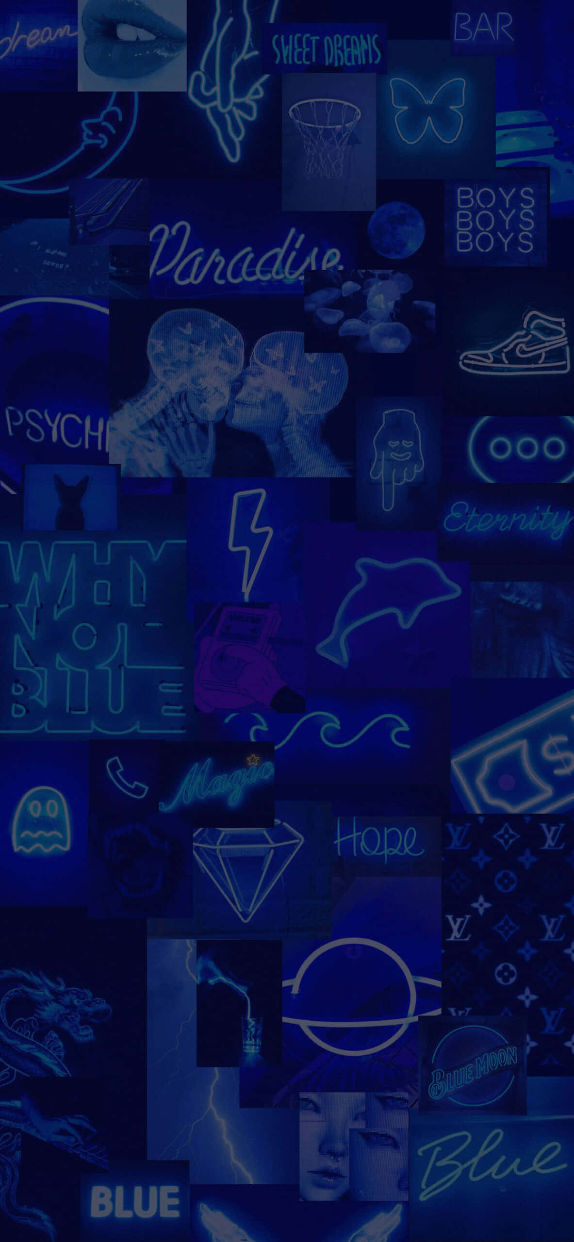 Esteettisiä tummia neon sinisiä valokuvia Taustakuvat