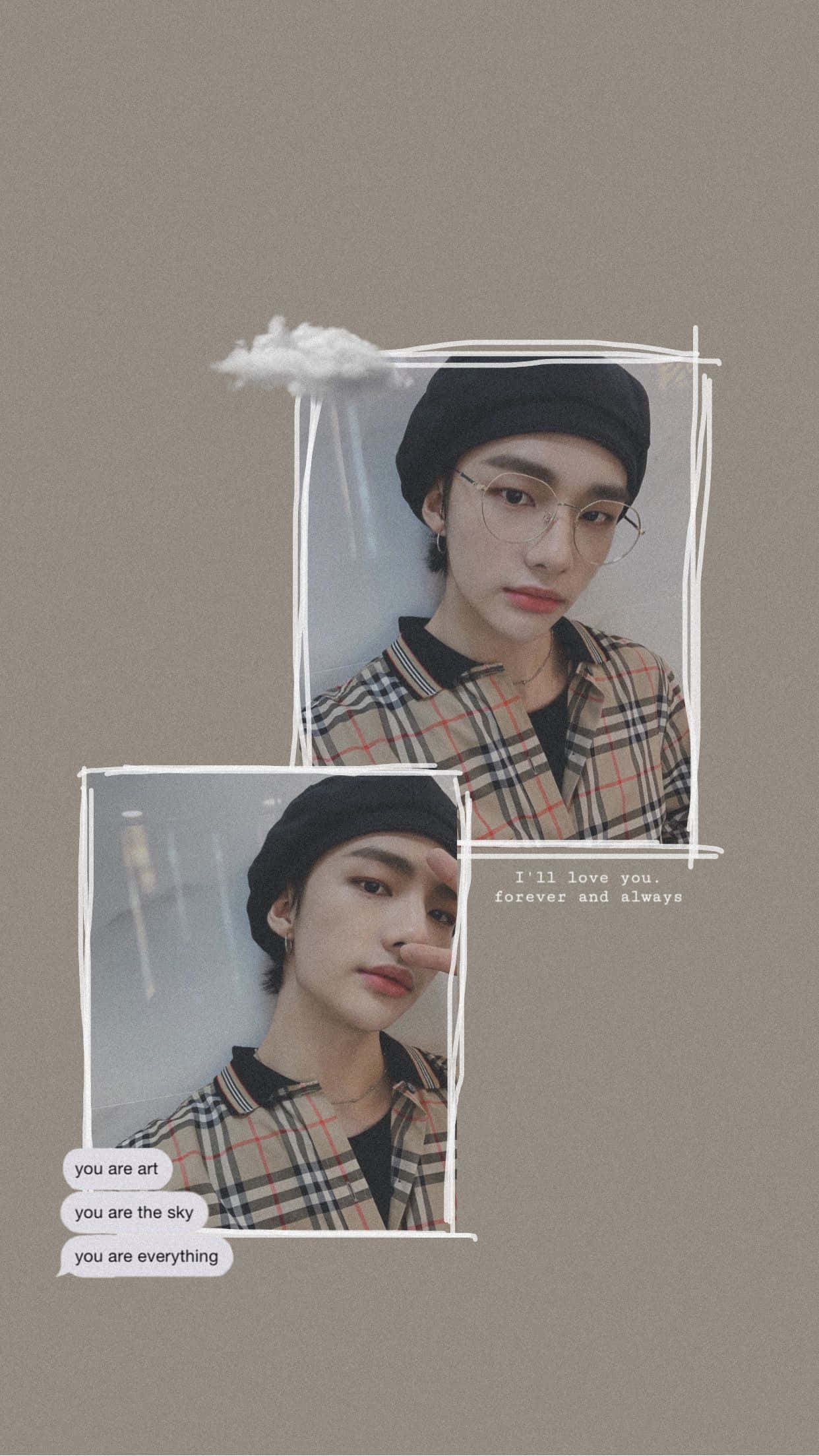 Eteläkorealainen räppäri Hyunjin ruudullinen rento look Taustakuvat