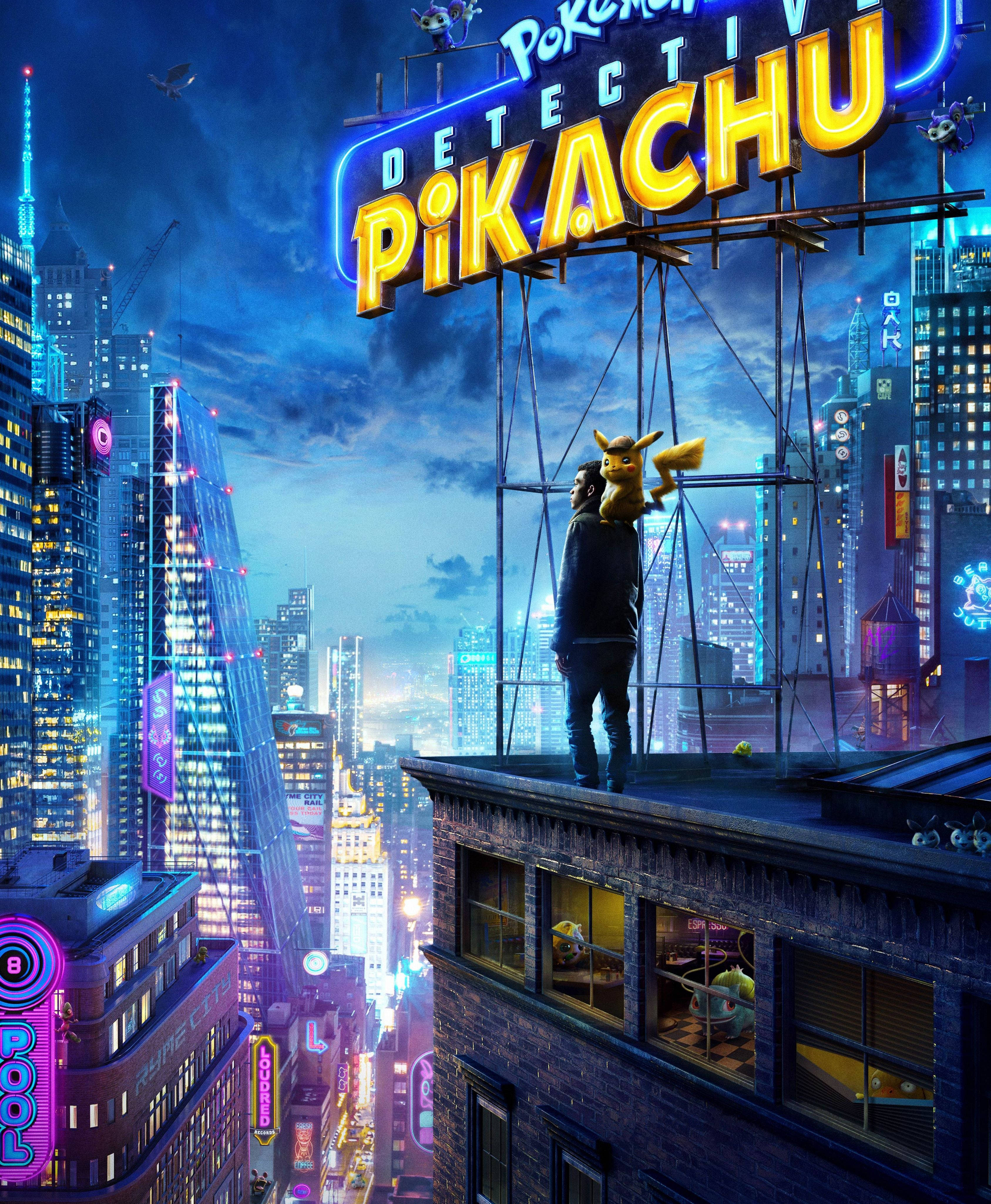 Etsivä Pikachu ja mies katolla Taustakuvat