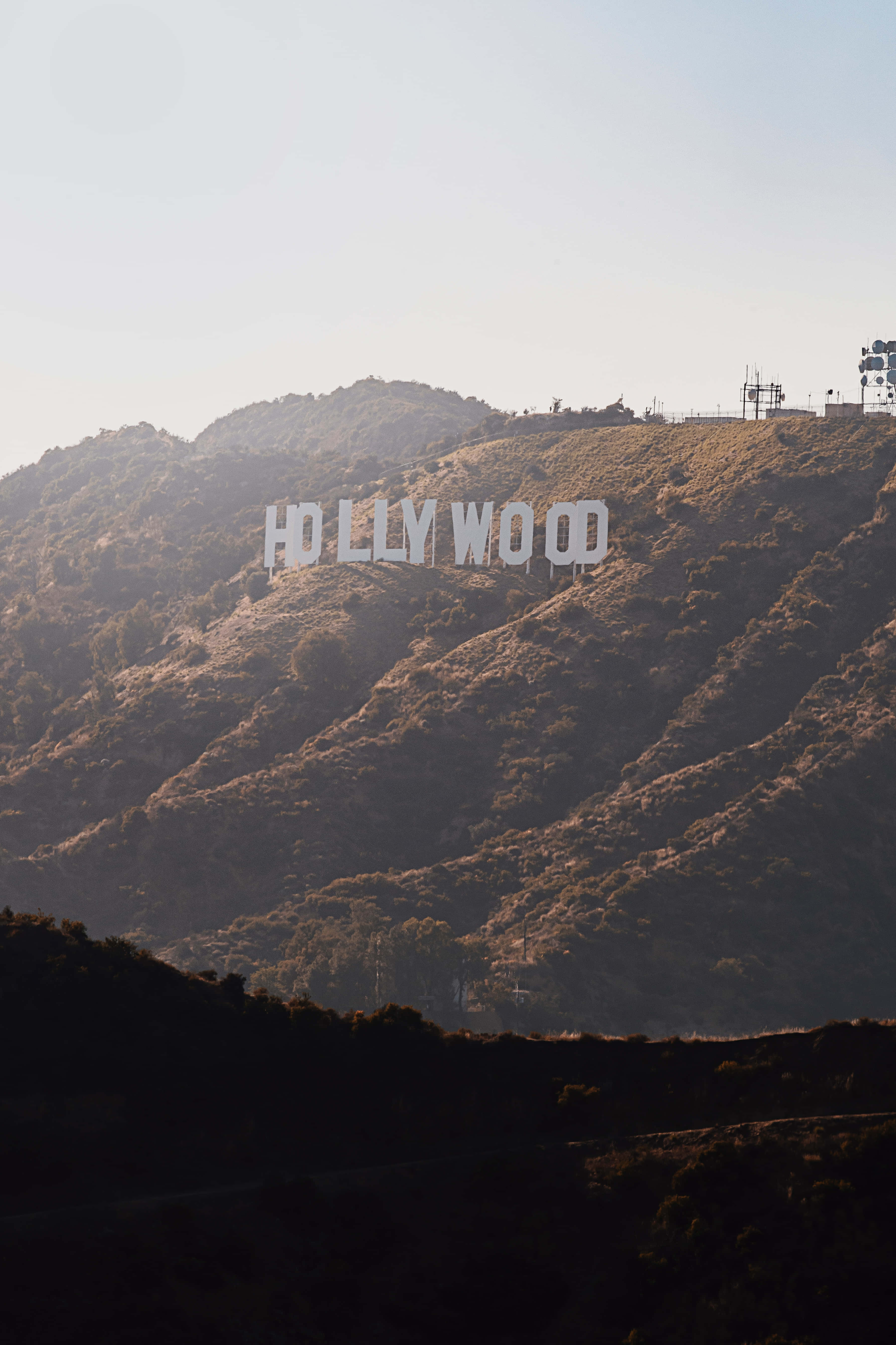 Etunäkymä Hollywoodin kylttitaustasta Taustakuvat
