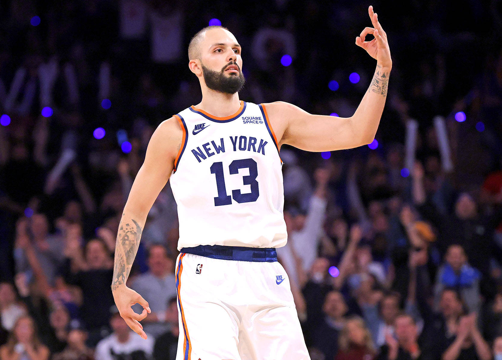 Evan Fournier kolmen pisteen heitto Celtics vastaan Knicks Taustakuvat
