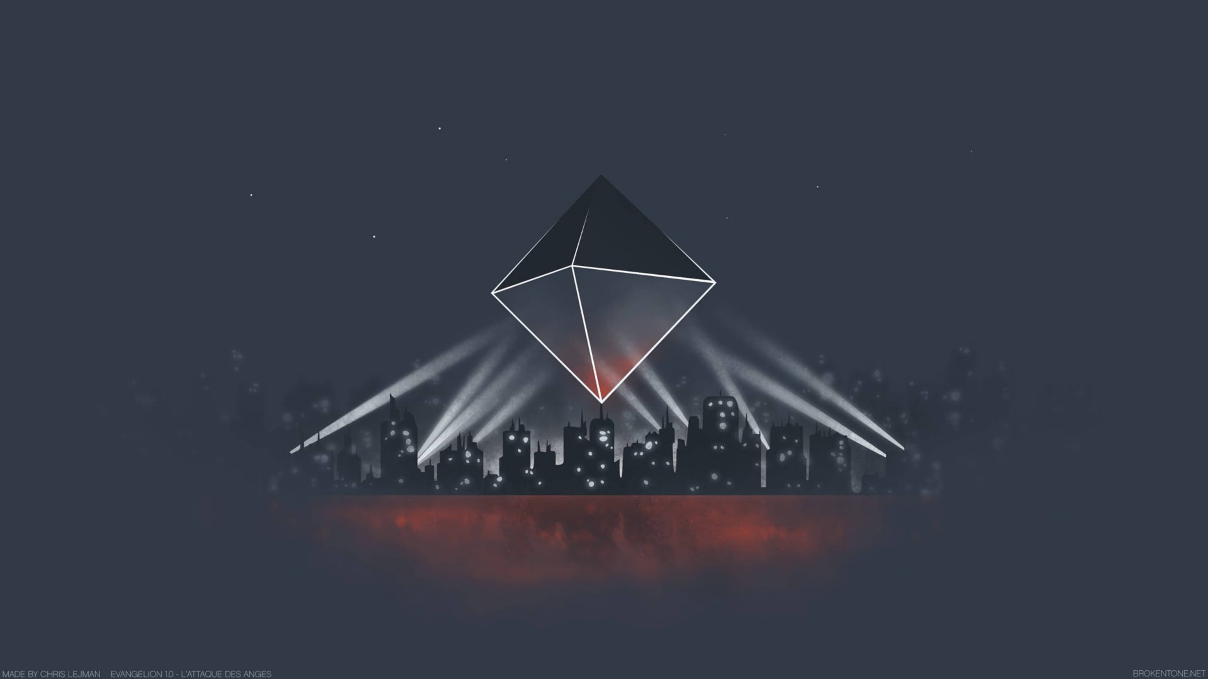 Evangelion 4K Ramiel kaupungin yllä Taustakuvat