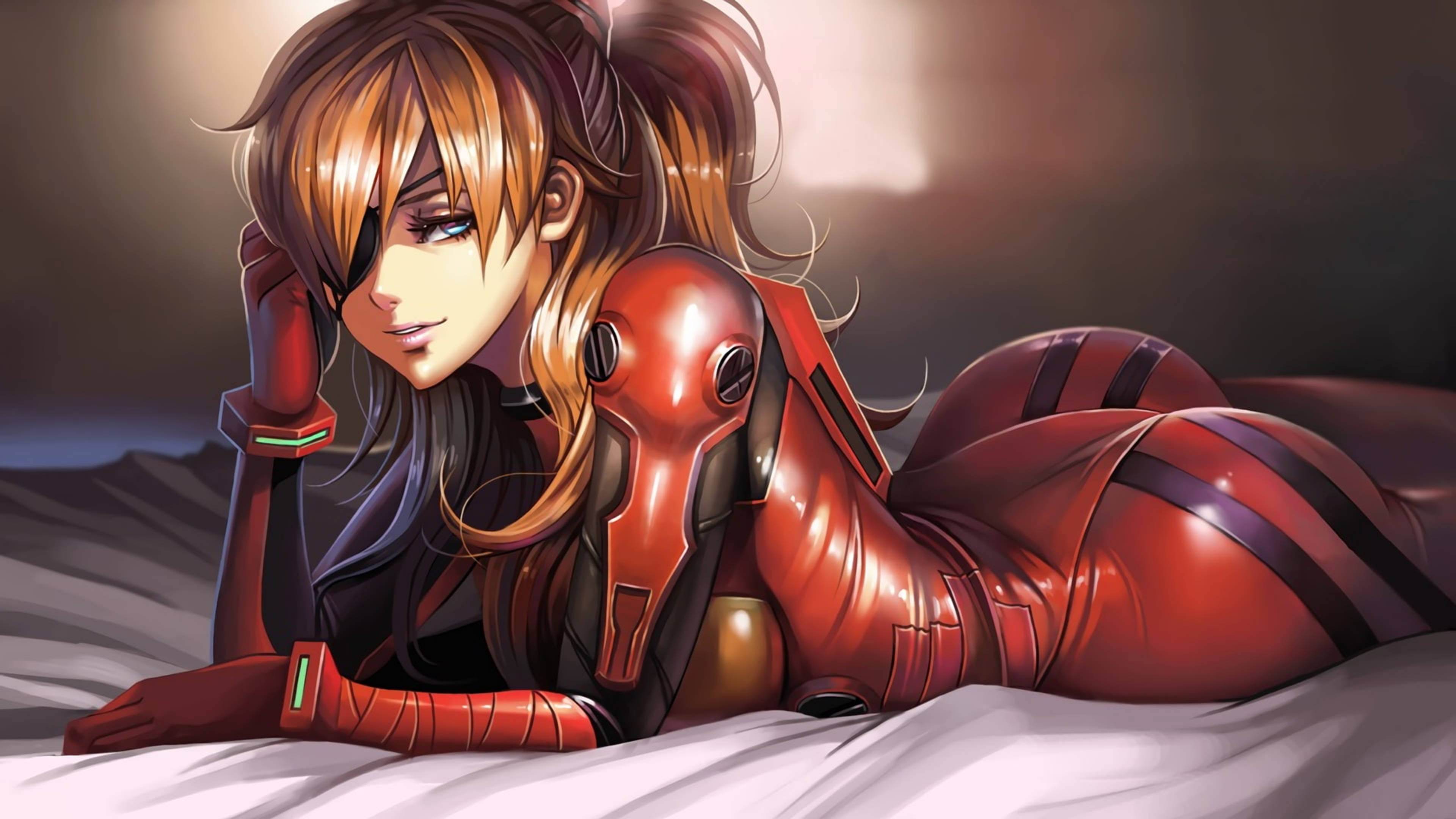 Evangelion 4K silmälapullinen Asuka Taustakuvat