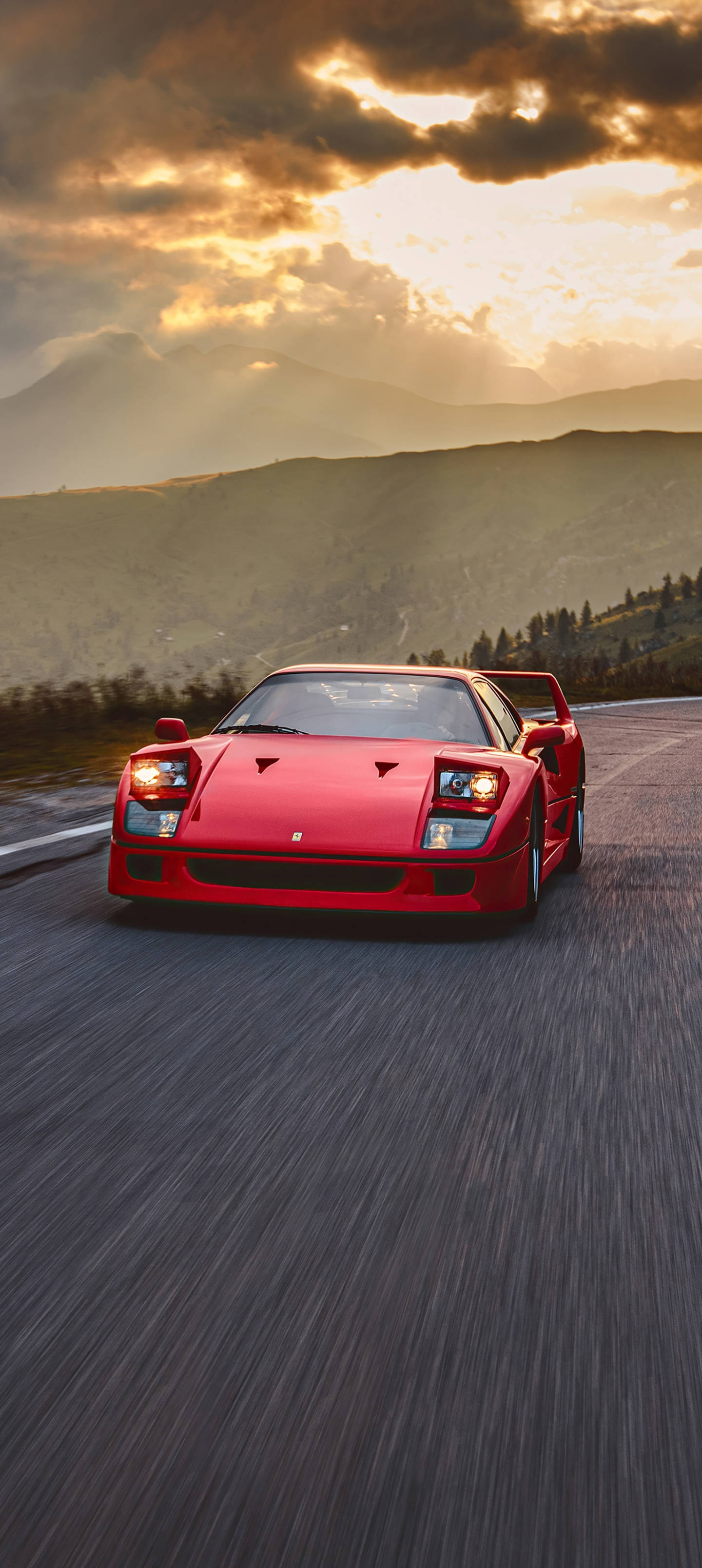 F40 Ferrari Puhelin Auringonlaskussa Taustakuvat