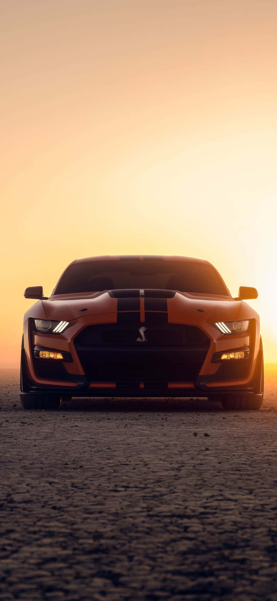 ford mustang gt istuu autiomaassa auringonlaskun aikaan Taustakuvat