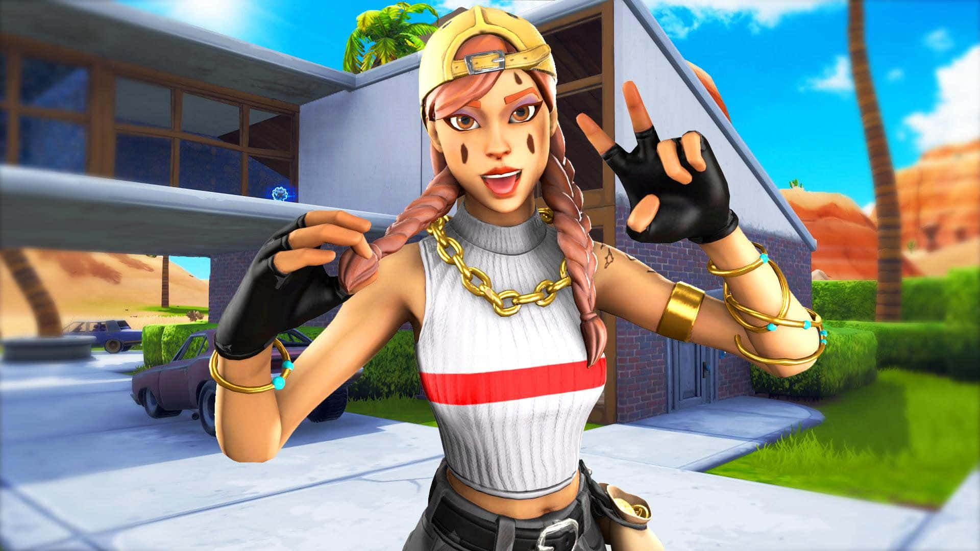 Fortnite Aura Skin - Videopeli - Tyylikäs Poseeraus Taustakuvat