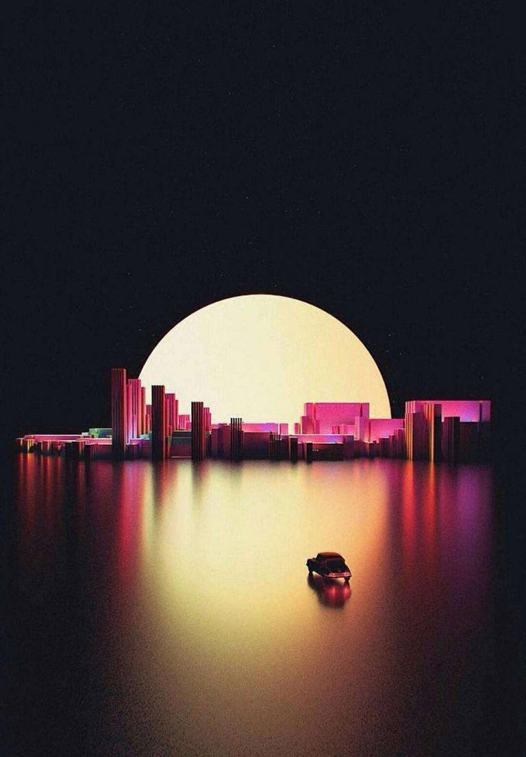 Futuristinen auringonlasku iPad 2021 Taustakuvat
