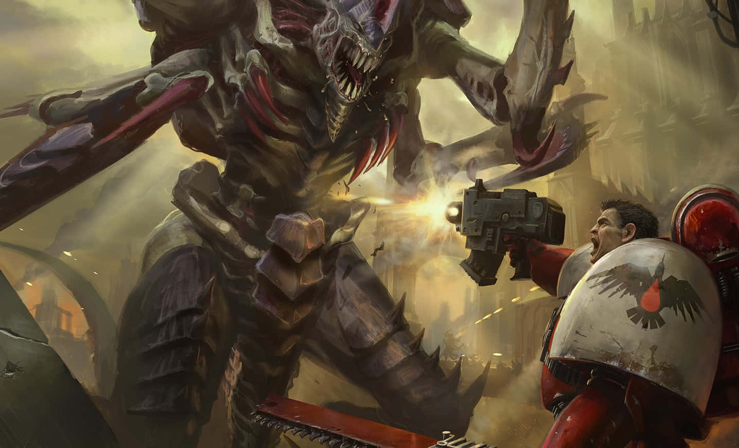 Gabriel Angelos taistelee Tyranidia vastaan Dawn Of War III -taustakuva Taustakuvat