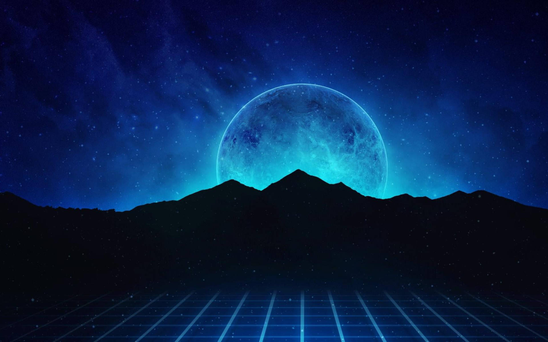 Galaksi Kuu Vuori Vaporwave Taustakuvat