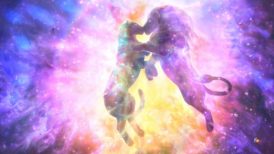 Galaxy-leijona ja naarasleijona taideteos Taustakuvat