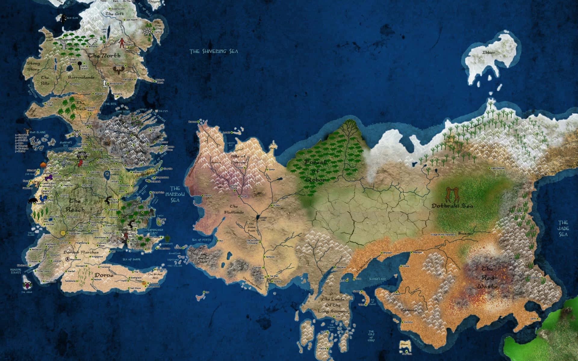 Game of Thrones -kartta sinisellä estetiikalla tunnettu maailma Taustakuvat