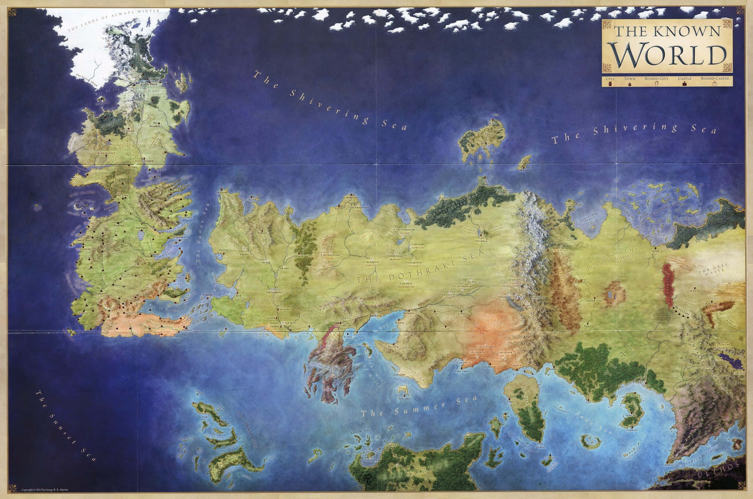 Game Of Thrones -kartta Tunnetusta Maailmasta Taustakuvat