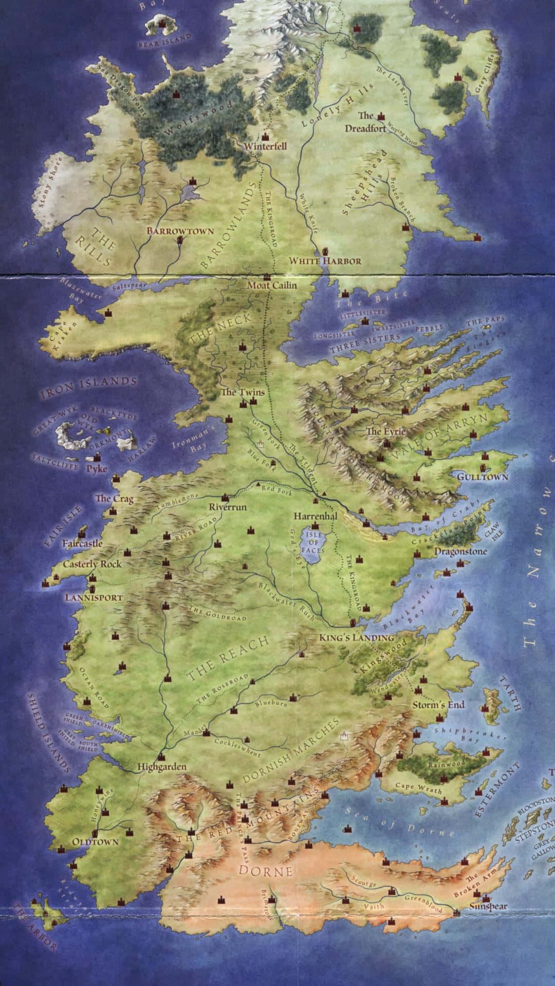 Game of Thrones -kartta Westeros Taustakuvat
