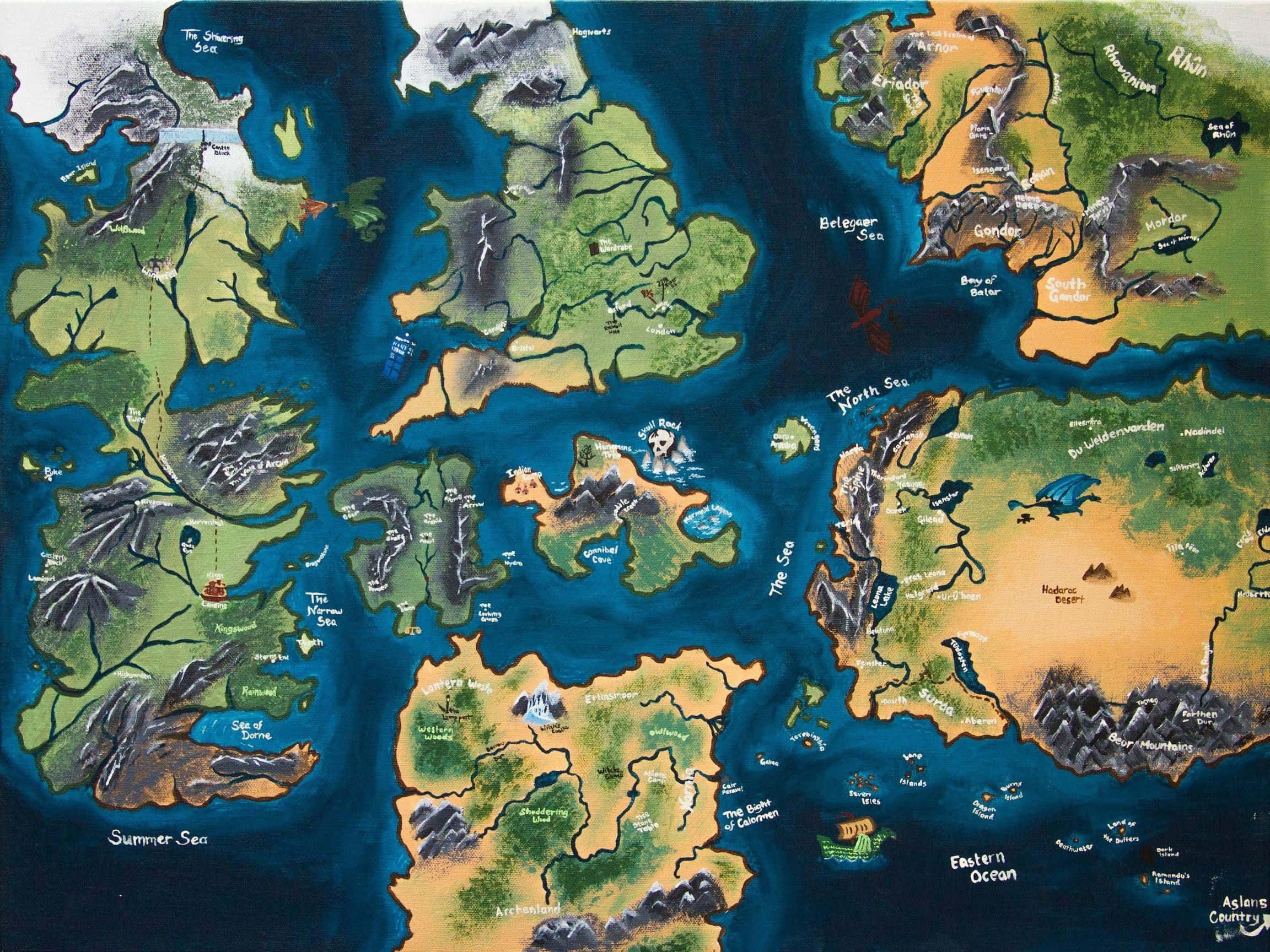 Game of Thrones - Kartta Westerosista ja Essosista Taustakuvat
