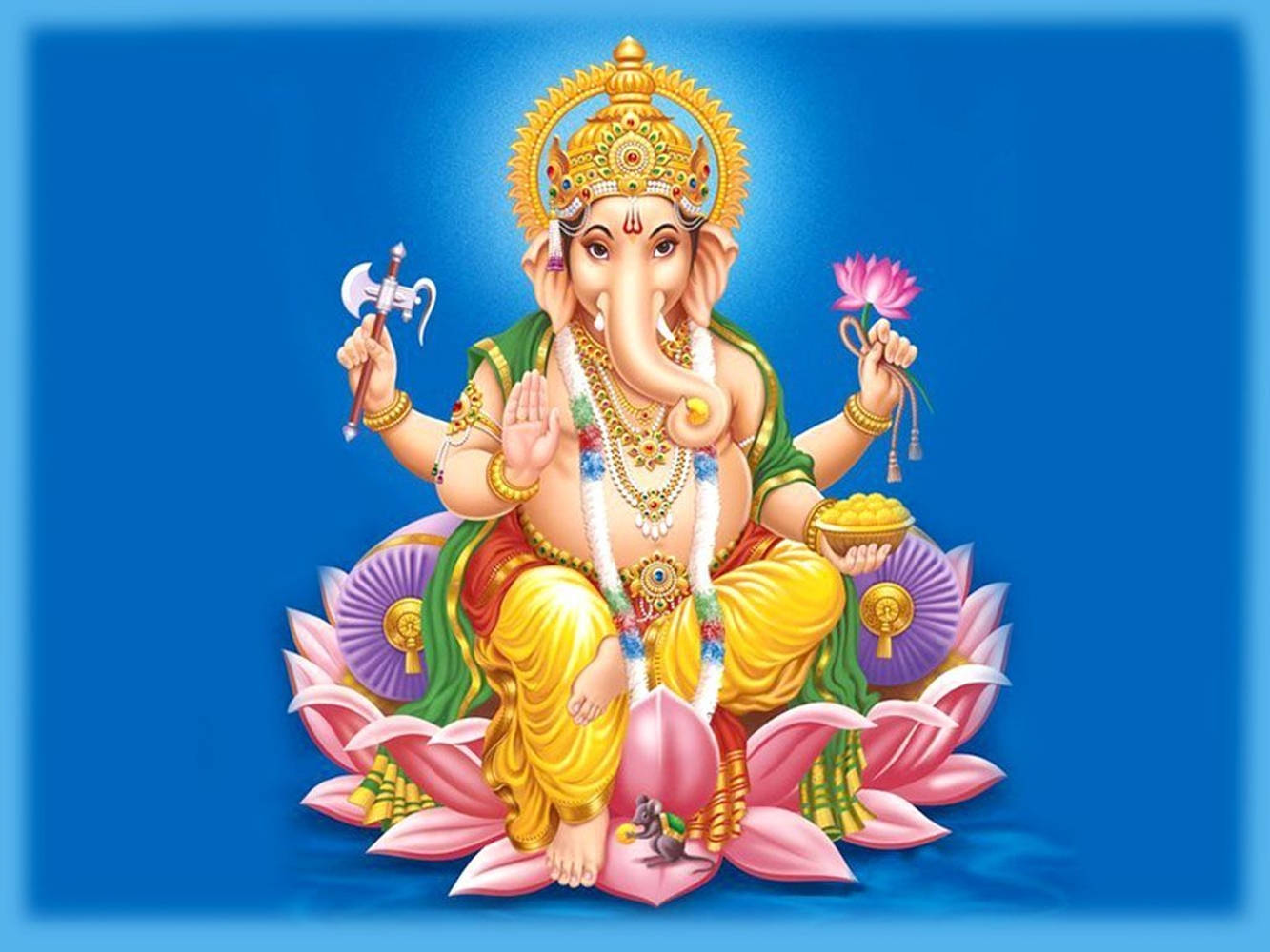 Ganesh työpöydän grafiikka vaaleanpunaisella lootusvaltaistuimella Taustakuvat