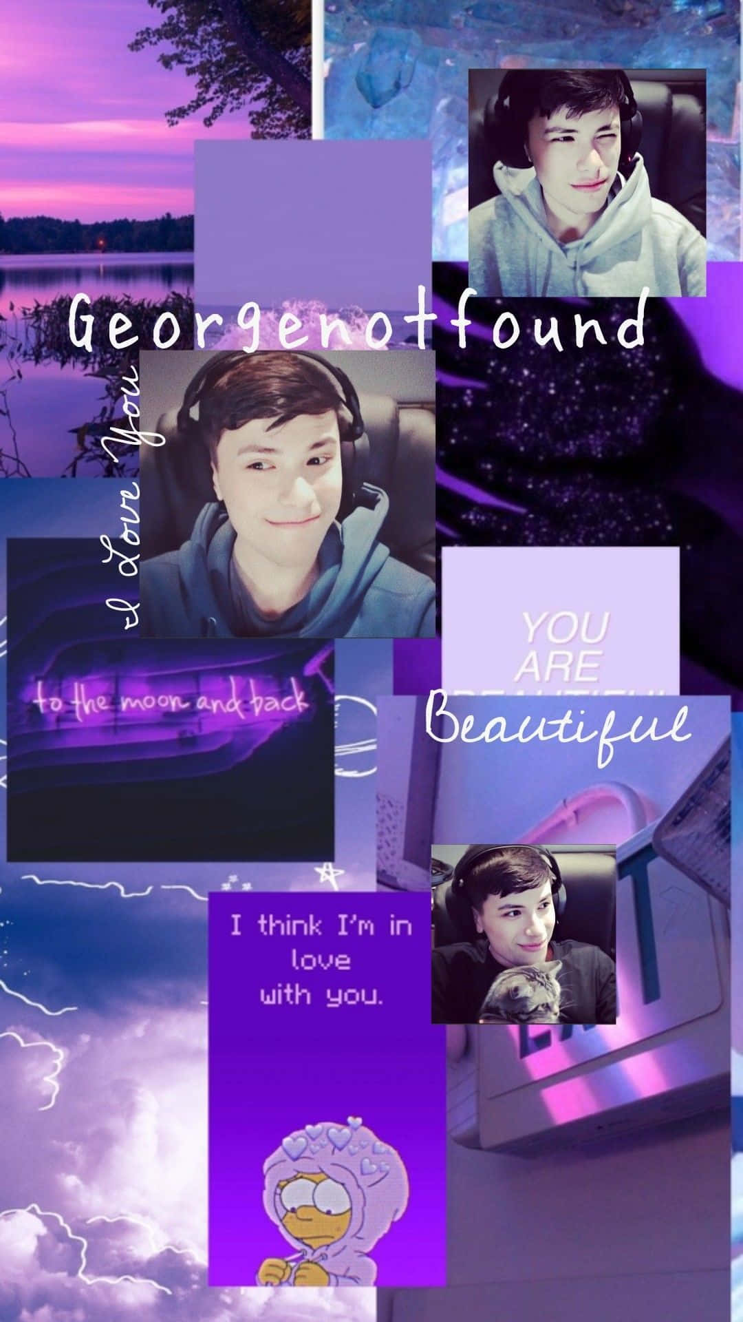 GeorgeNotFound Neonvioletti Kuvakollaasi Taustakuvat