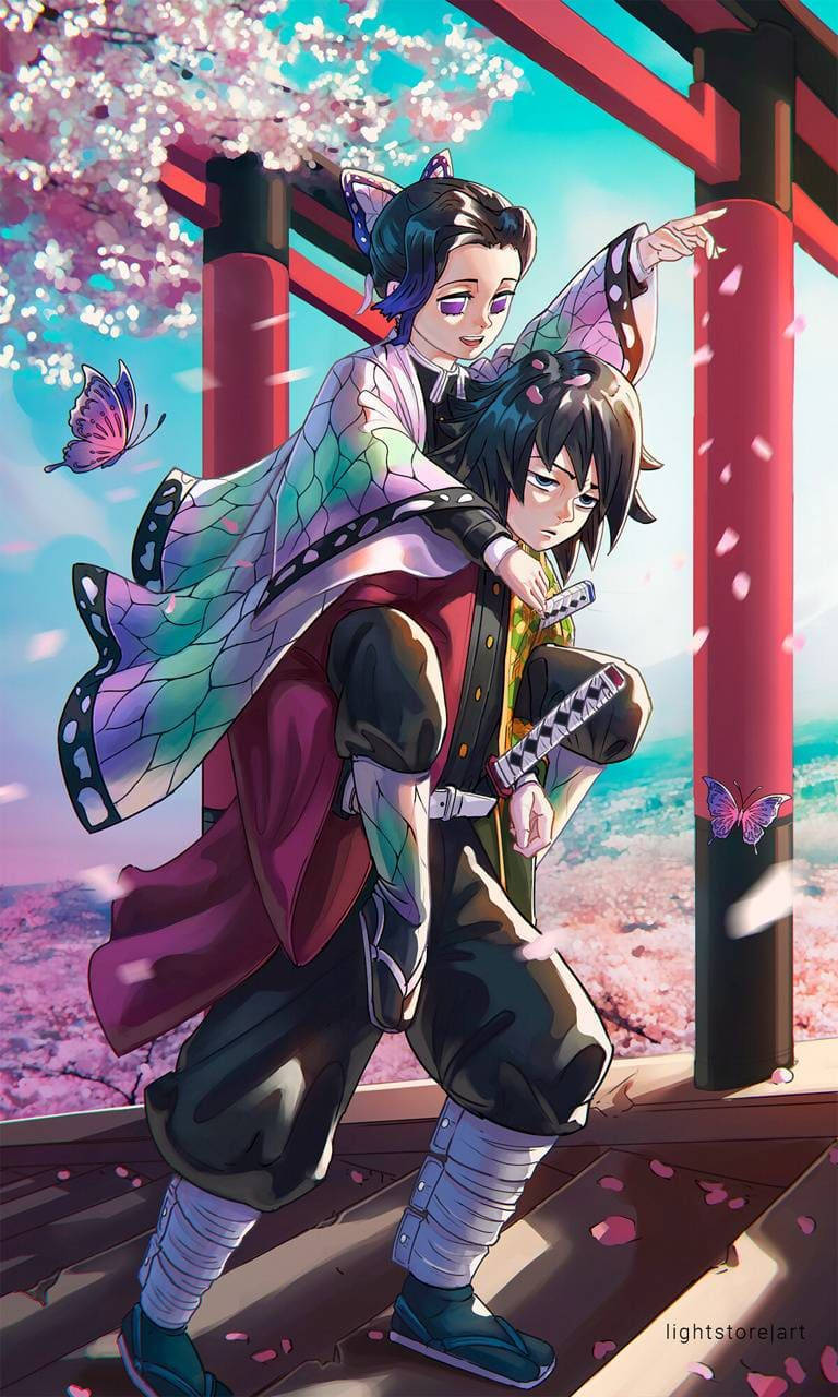 Giyu ja Shinobu Demon Slayer iPhonelle Taustakuvat