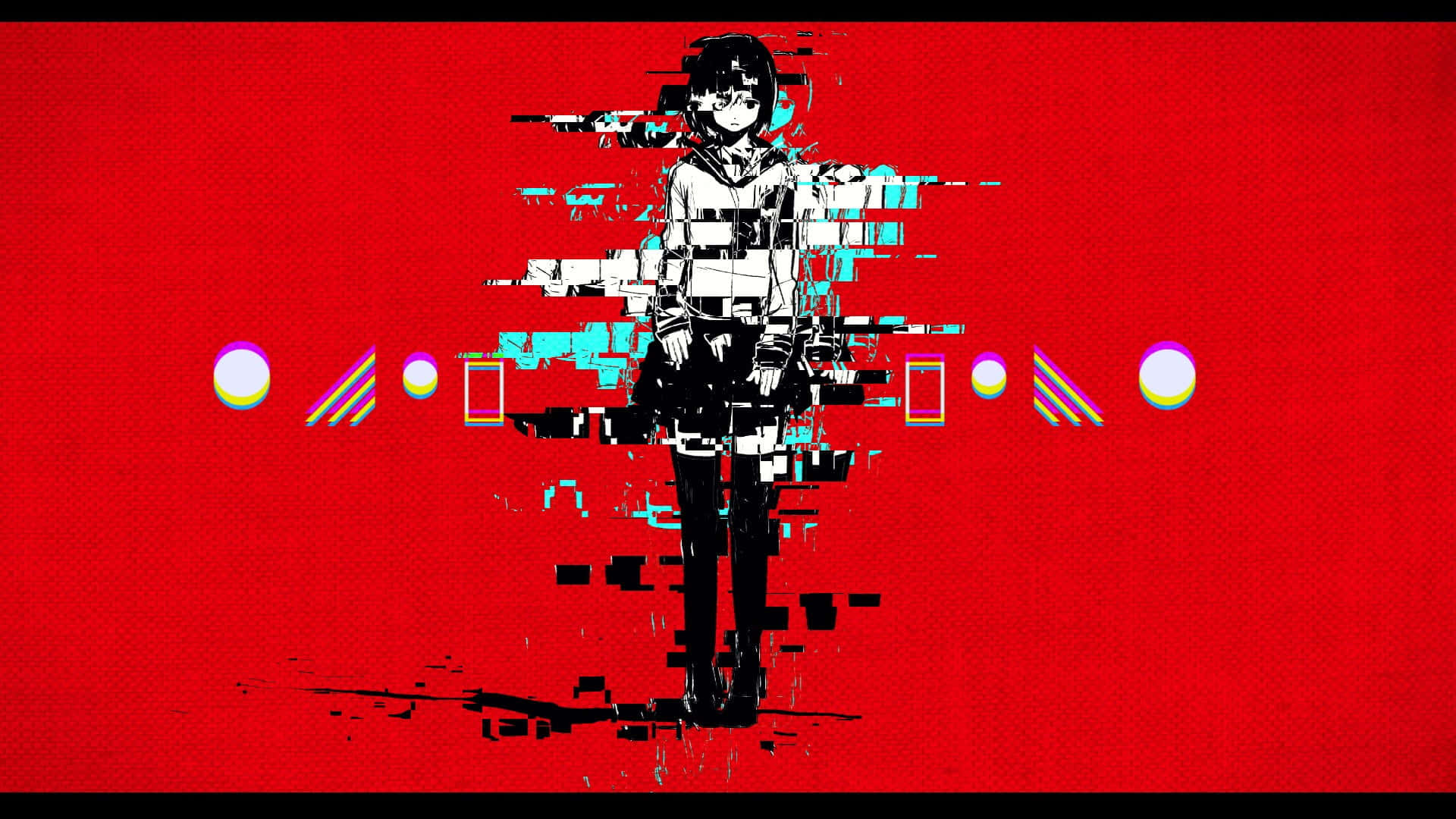 Glitch Anime Tytön Estetiikka Punainen Tausta Taustakuvat