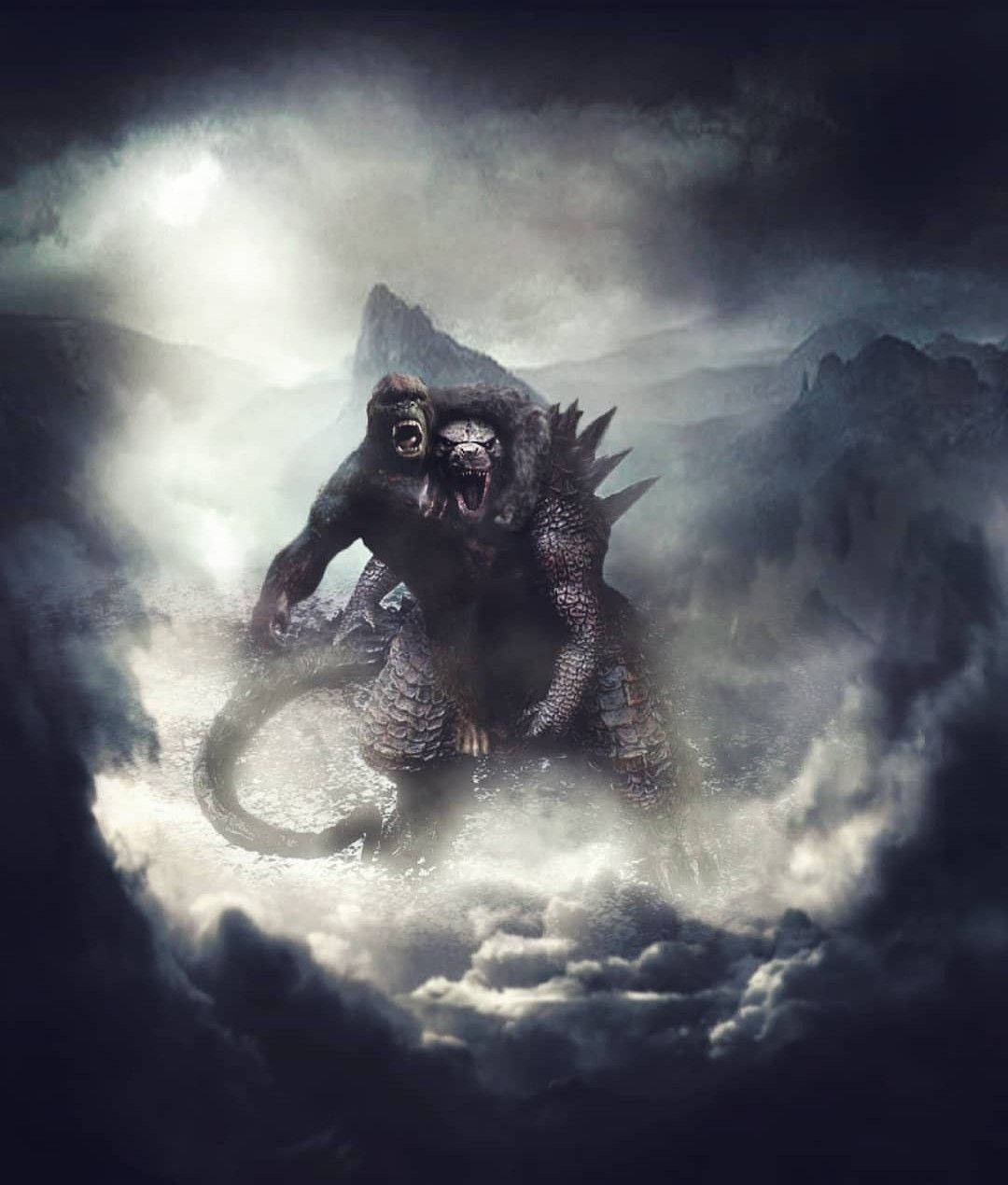 "Godzilla & Kong eeppisessä kaksintaistelussa" Taustakuvat
