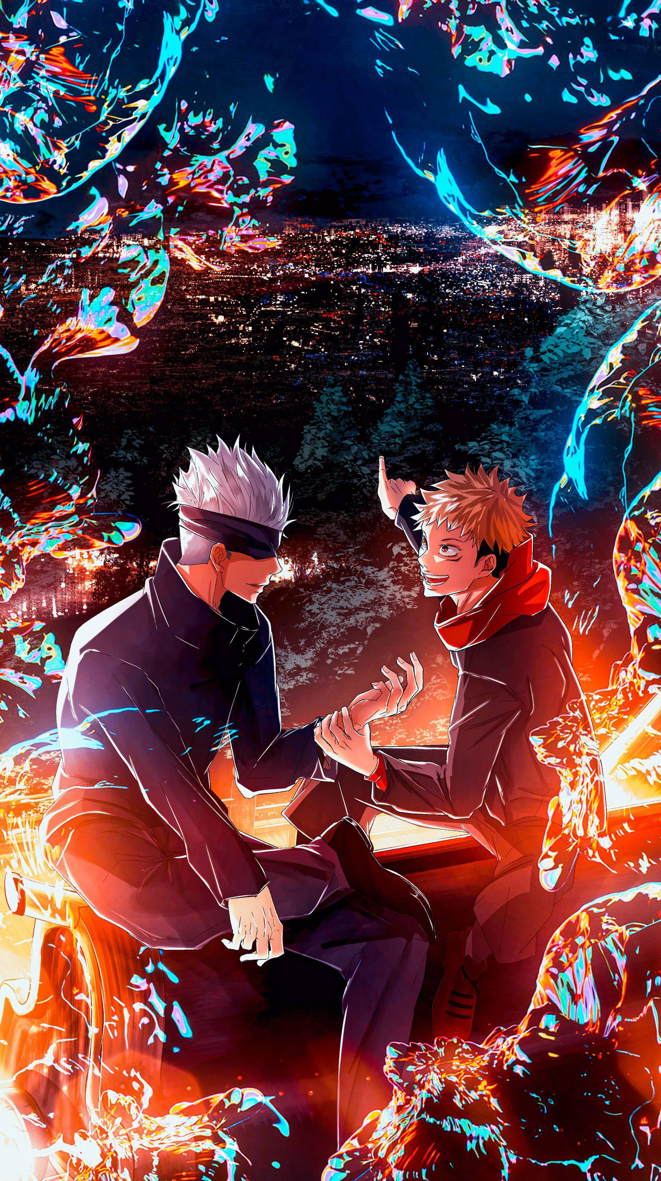 Gojo ja Yuji Jujutsu Kaisen iPhone Taustakuvat
