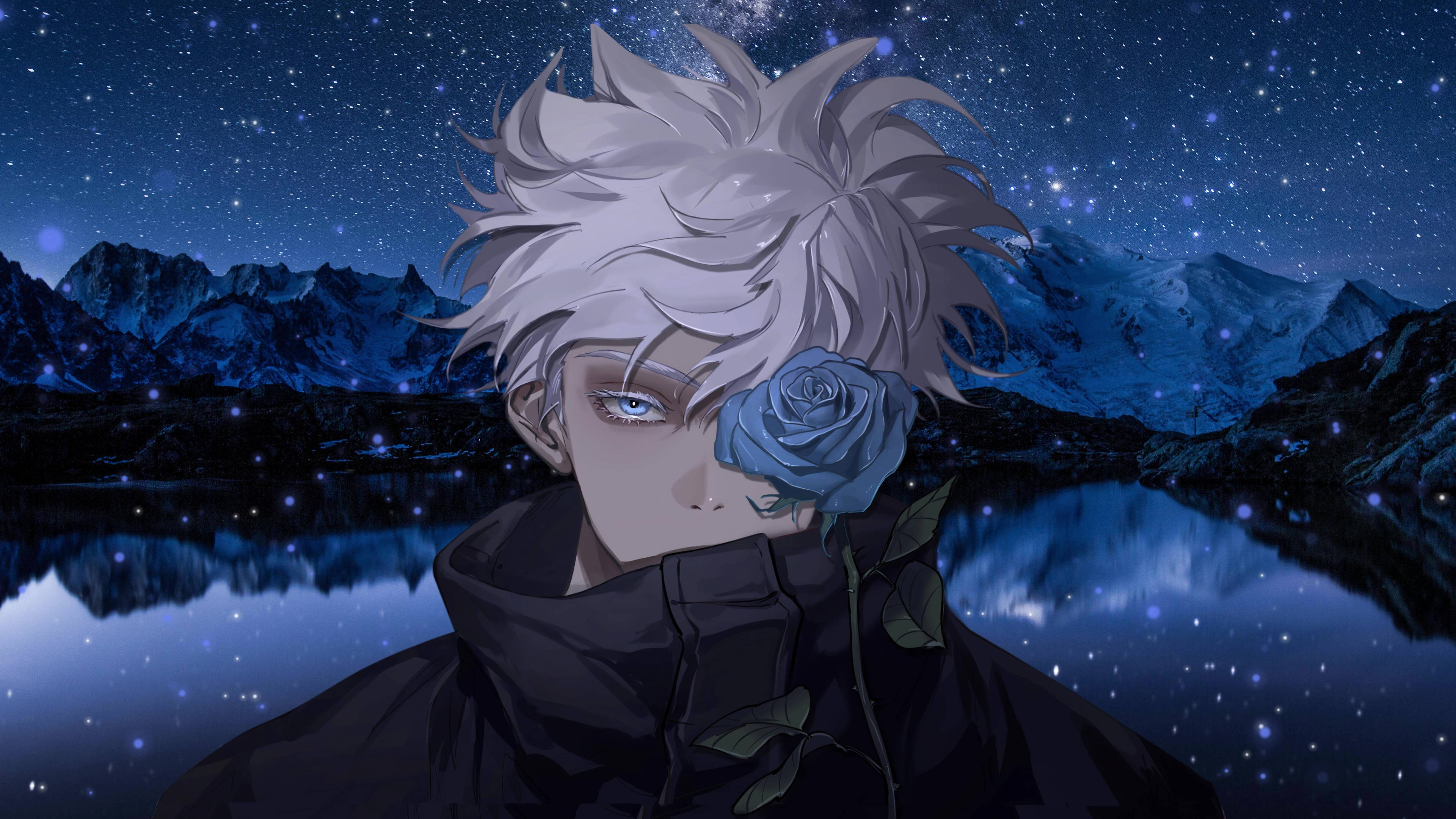 Gojo Satoru mustan ruusun kanssa Taustakuvat