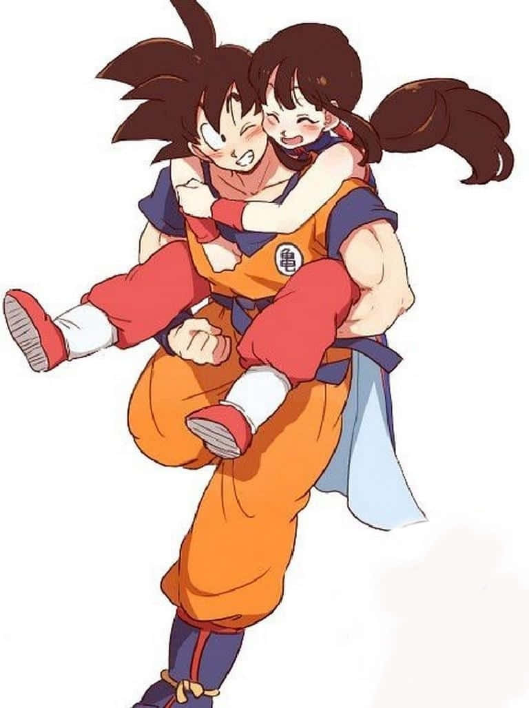 Goku ja Chichi selkähalailevat nostaen Taustakuvat