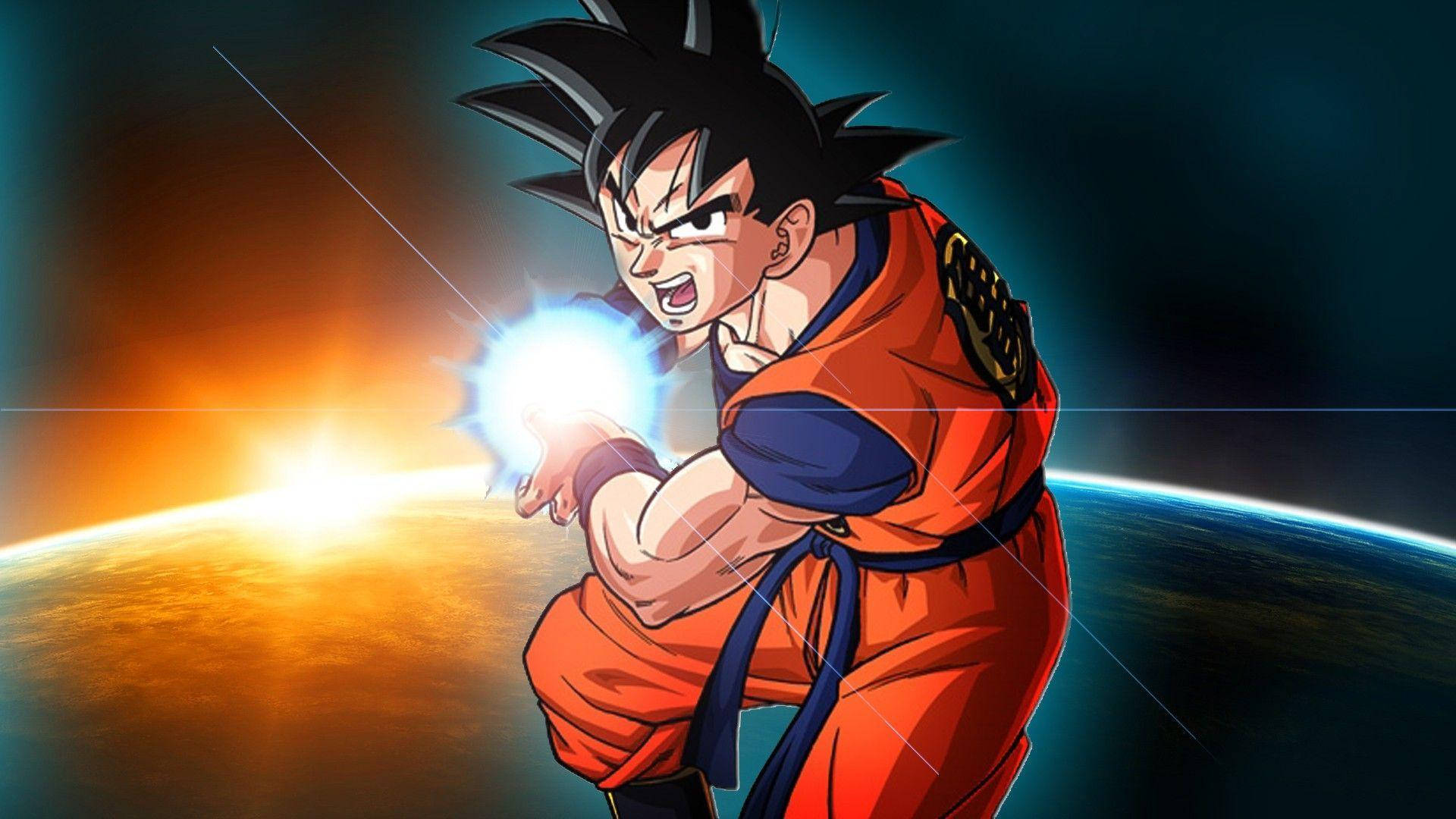 Goku päästää voimakkaan Kamehameha-aallon valloilleen Taustakuvat