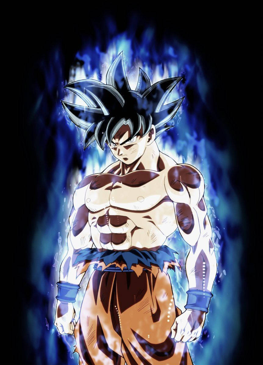 Taustakuva Gokusta suorittamassa Ultra Instinct -tekniikkaa