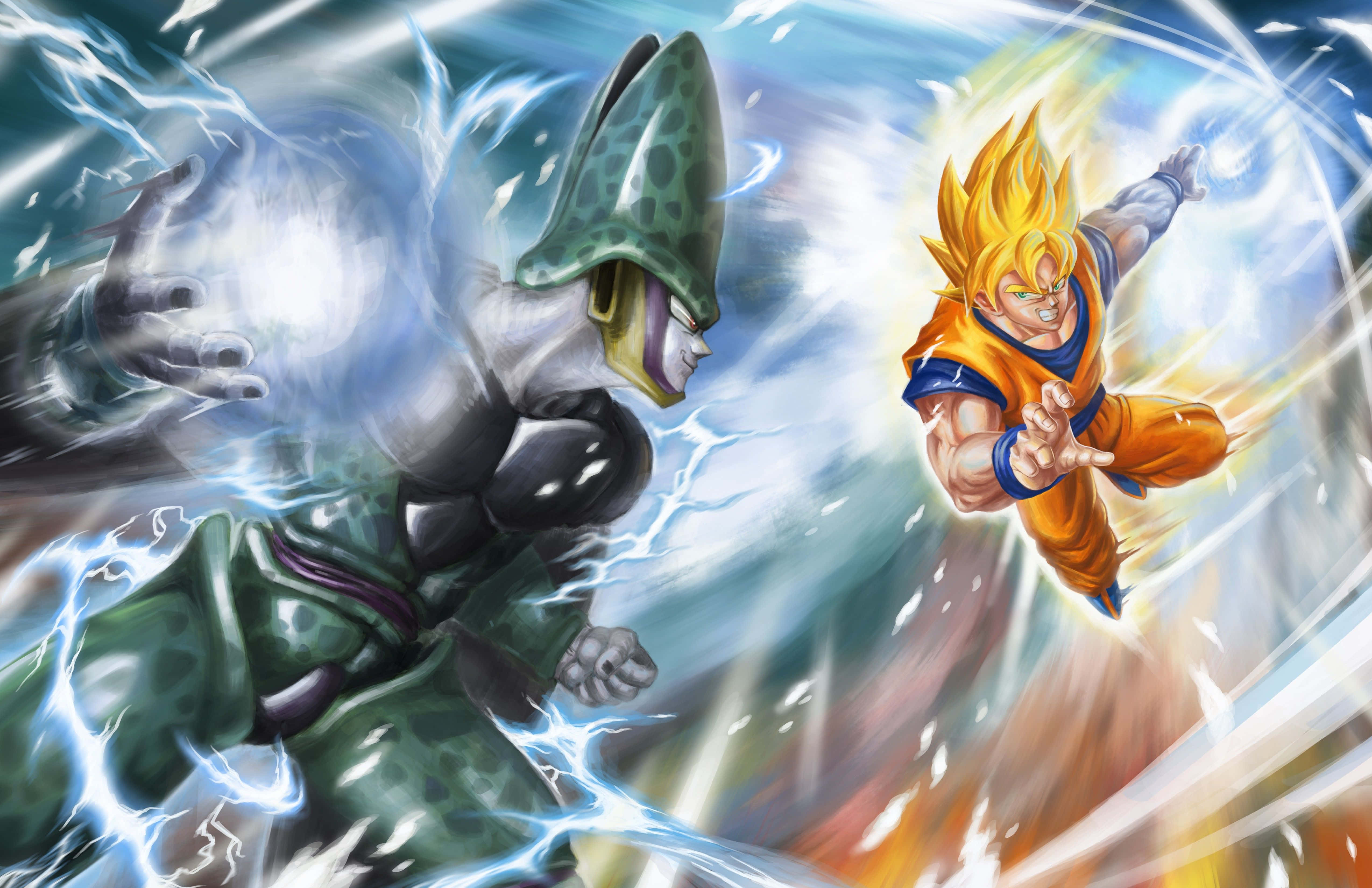 Gokun ja Vegetan intensiivinen taistelu Dragon Ball Z:ssa Taustakuvat