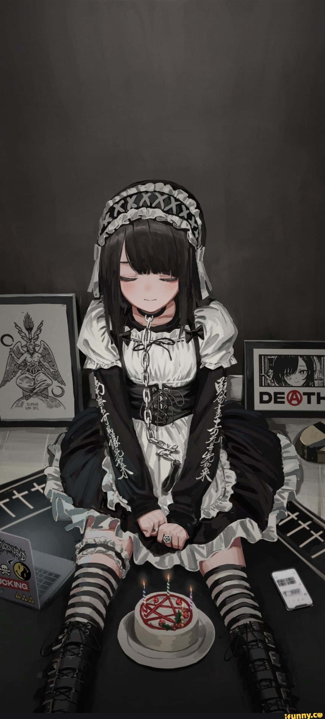 Goottianimepiika Pentagrammikakun Edessä Taustakuvat