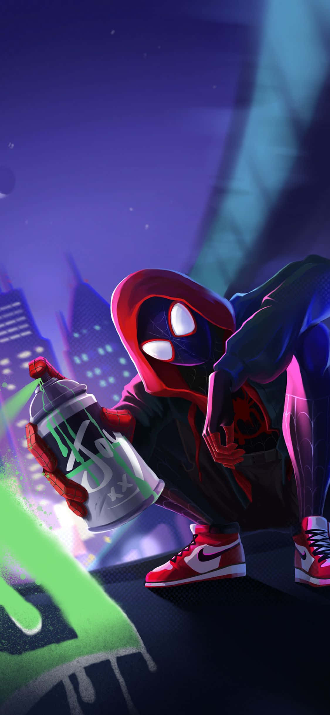 Graffiti Marvel Spider-Man Miles Morales iPhone Taustakuvat